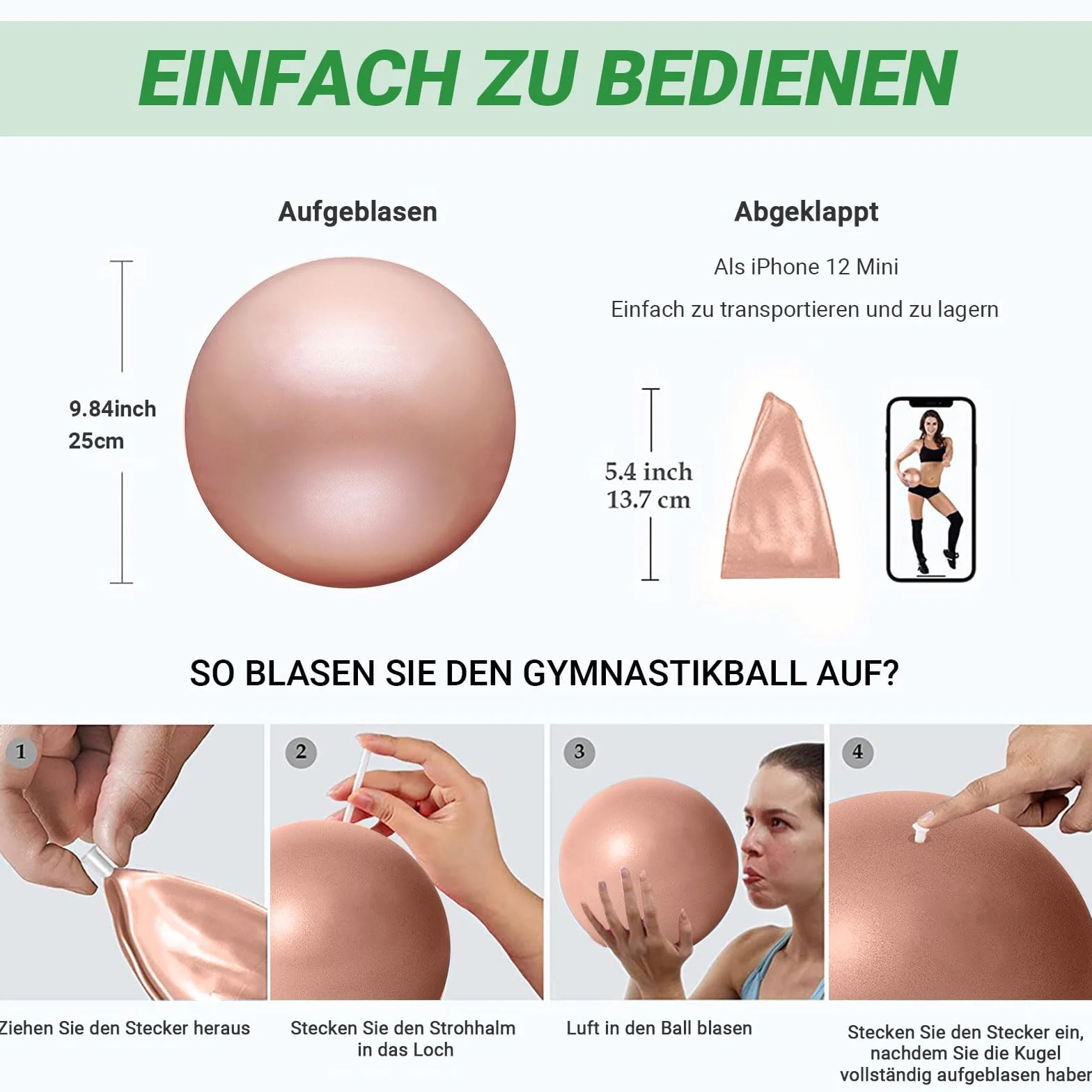 Piłka gimnastyczna 25 cm antypoślizgowa do pilatesu i jogi