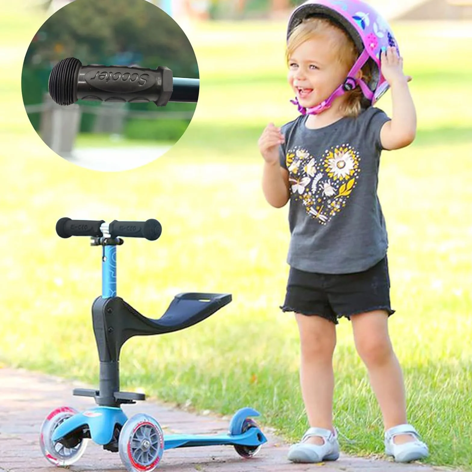 2 szt. pokrowiec na uchwyt rowerowy, antypoślizgowy, dla dzieci, skuter, miękka guma, uchwyty na kierownicę dla dzieci, mini lub Max, mikro-skuter, niebieskie