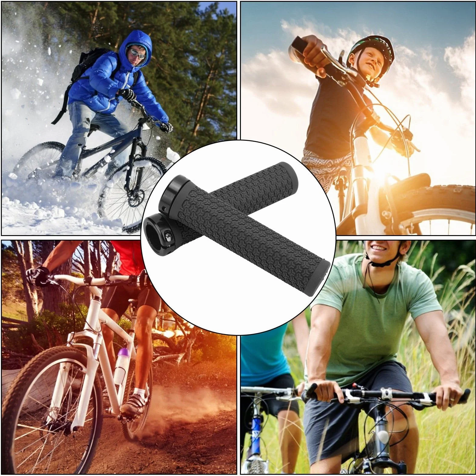 Uchwyty MTB z pojedynczą blokadą Antypoślizgowe Gumowe Amortyzujące do Roweru Górskiego Enduro
