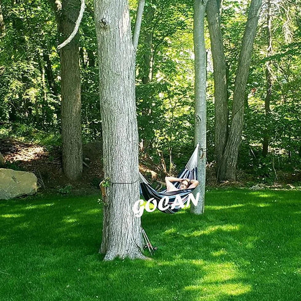 GOCAN Brazylijski dwuosobowy hamak, dla 2 osób, bardzo duży płótno, 220 x 150 cm, długość całkowita: 330 cm, obciążenie 300 kg, bawełniany hamak na patio, do ogrodu, na podwórko, do wypoczynku na