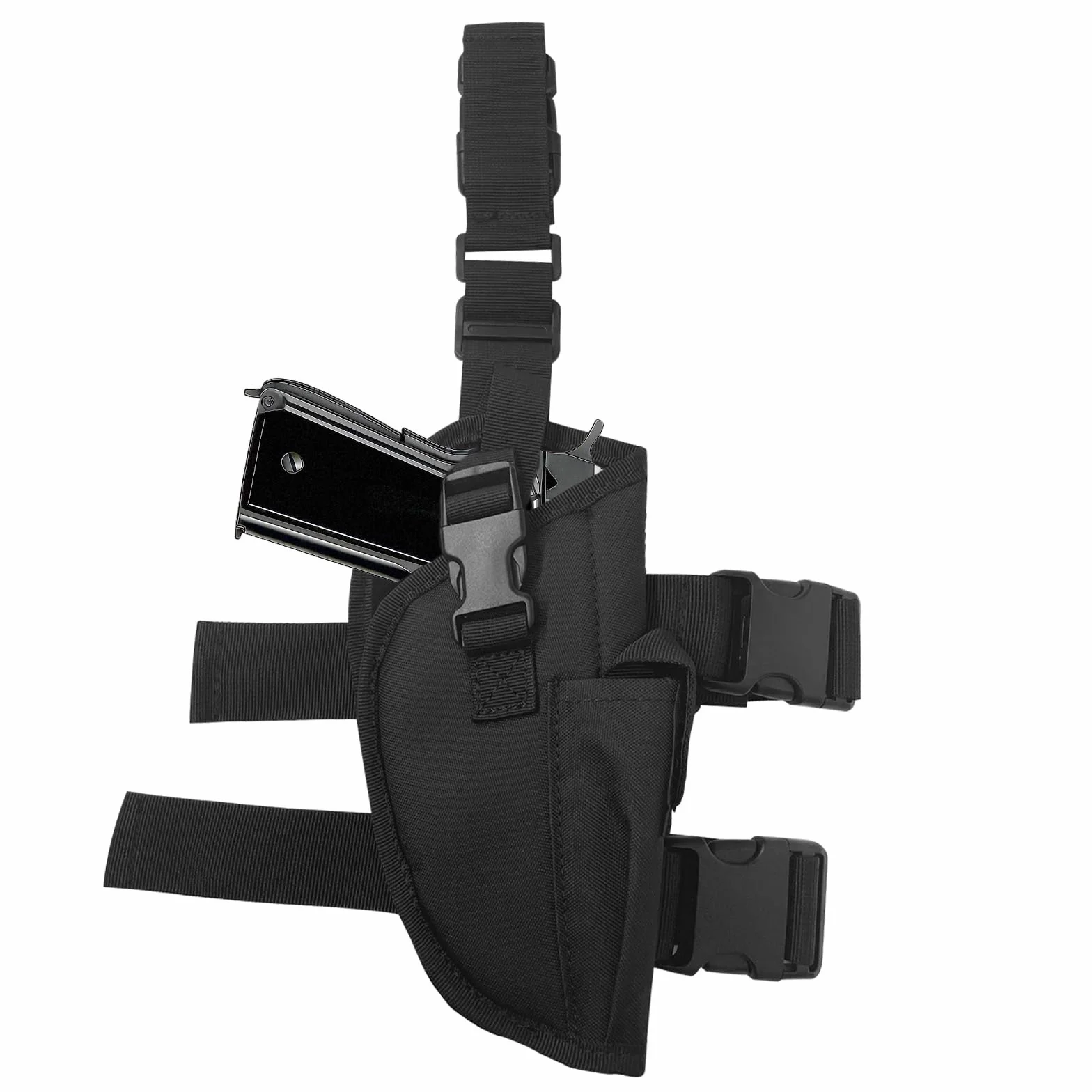 Drop Leg Holster Right-Handed - Tactical Thigh Pistol Holster with Magazine Pocket