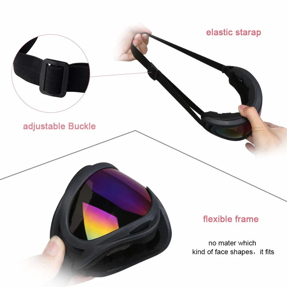 Vicloon Unisex gogle śnieżne wiatroszczelne 100% ochrona przed promieniowaniem UV, jazda na rowerze motocykl skutery śnieżne gogle narciarskie, sporty na świeżym powietrzu okulary narciarskie