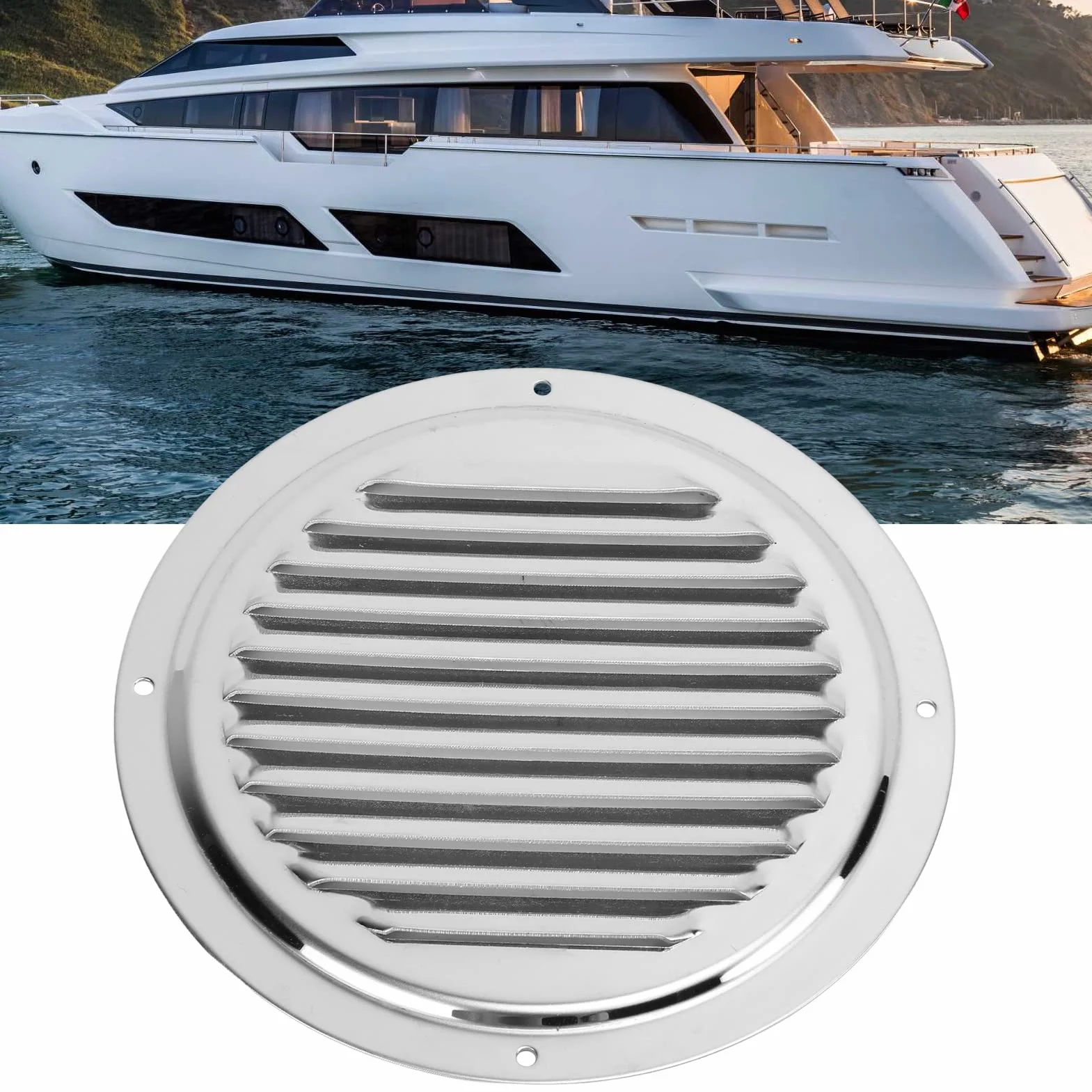 Qiilu Żaluzje Wentylacyjne Marine Air Vent 304 Stal Nierdzewna 5 cali Akcesoria do Łodzi Jachtowych
