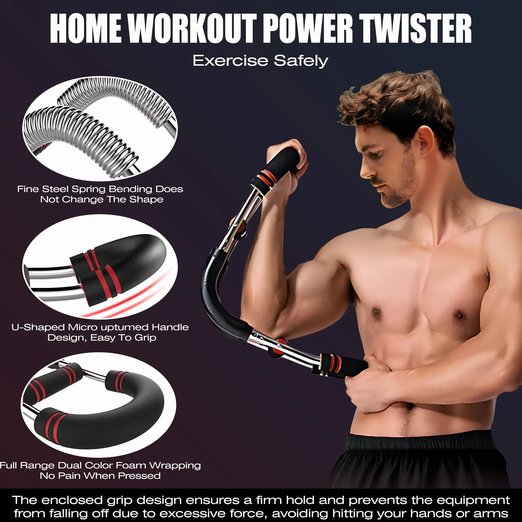 Twister Armtrainer 3-stopniowy regulowany trener ramion i klatki piersiowej z oporem 30/40/50 kg przenośny