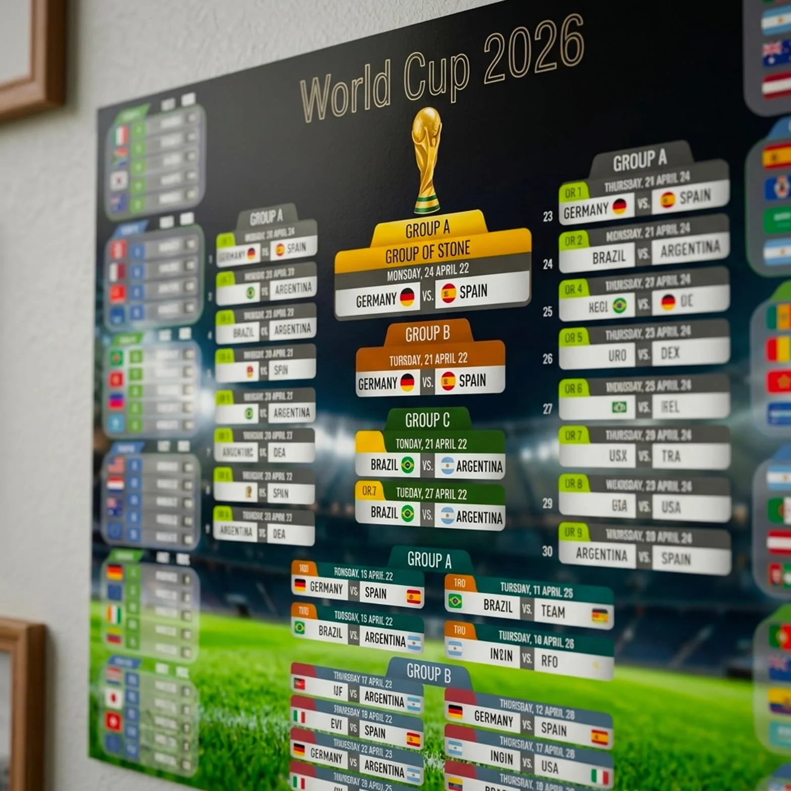 Plakat z planem meczów Turniej piłkarski 2026 90x60 cm zestaw 2 szt.