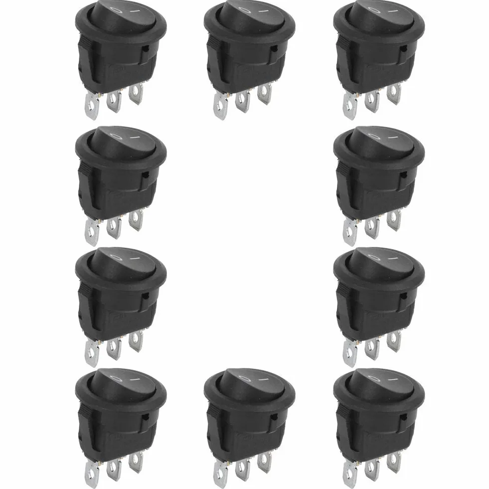 Okrągły przełącznik kołyskowy ON-OFF 2-pozycyjny 23mm czarny 3 Pin