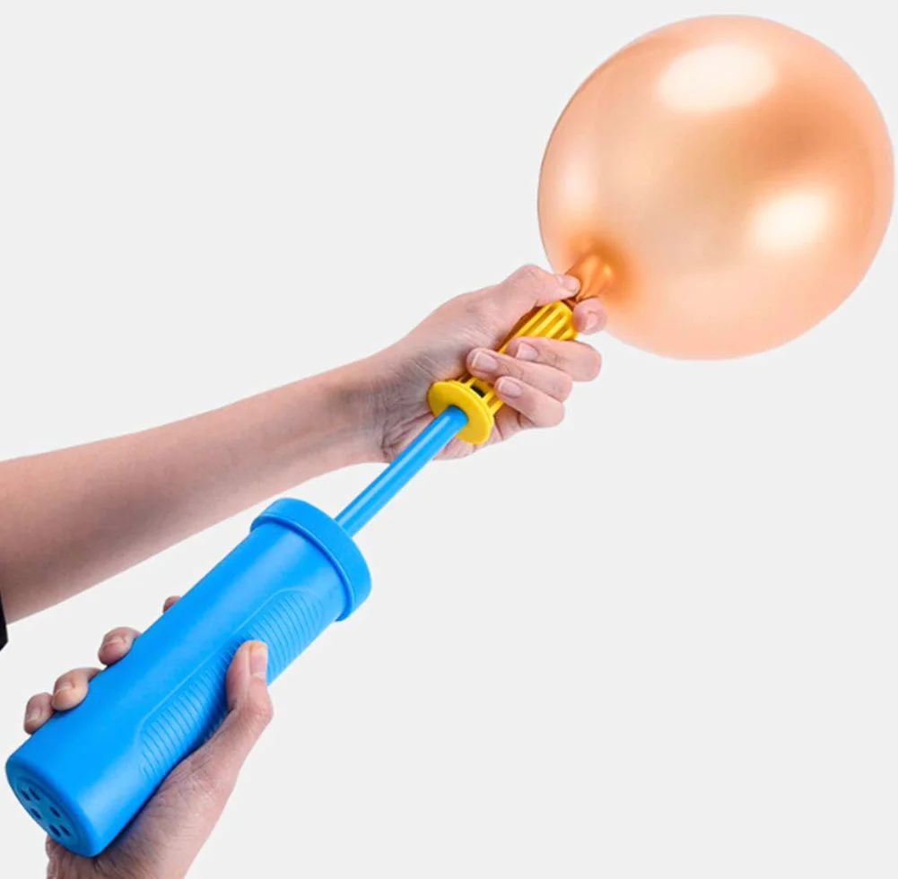 Voarge Pompa powietrzna balonowa, dwukierunkowa pompa powietrza, pompa powietrza z ręcznym popychaniem na imprezy lub aktywności (niebieski)