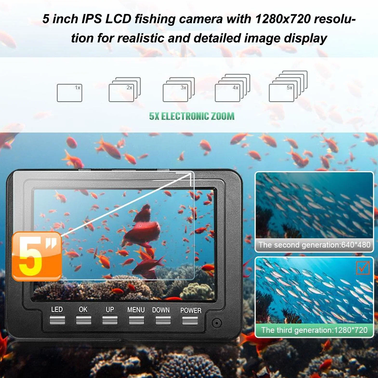 Podwodna Kamera Wędkarska z Wyświetlaczem LCD, Lokalizator Ryb z Nagrywaniem AHD i Diodami LED na Podczerwień, Kamera do Wędkowania Pod Lodem