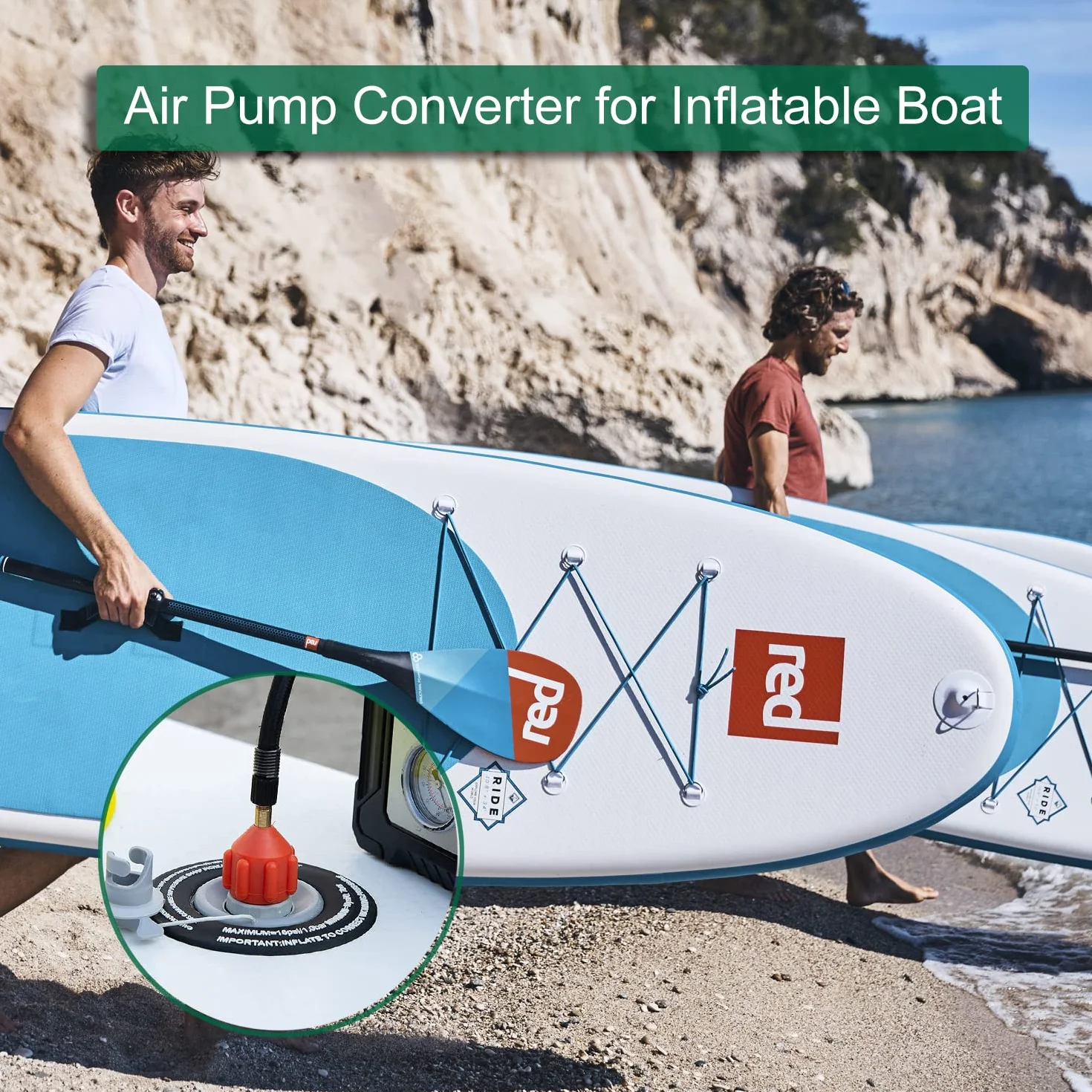 2 Sup Nadmuchiwany adapter pompy, adapter zaworu powietrznego do Sup Paddle Board Nadmuchiwany Kajak Kajak (Pomarańczowy)