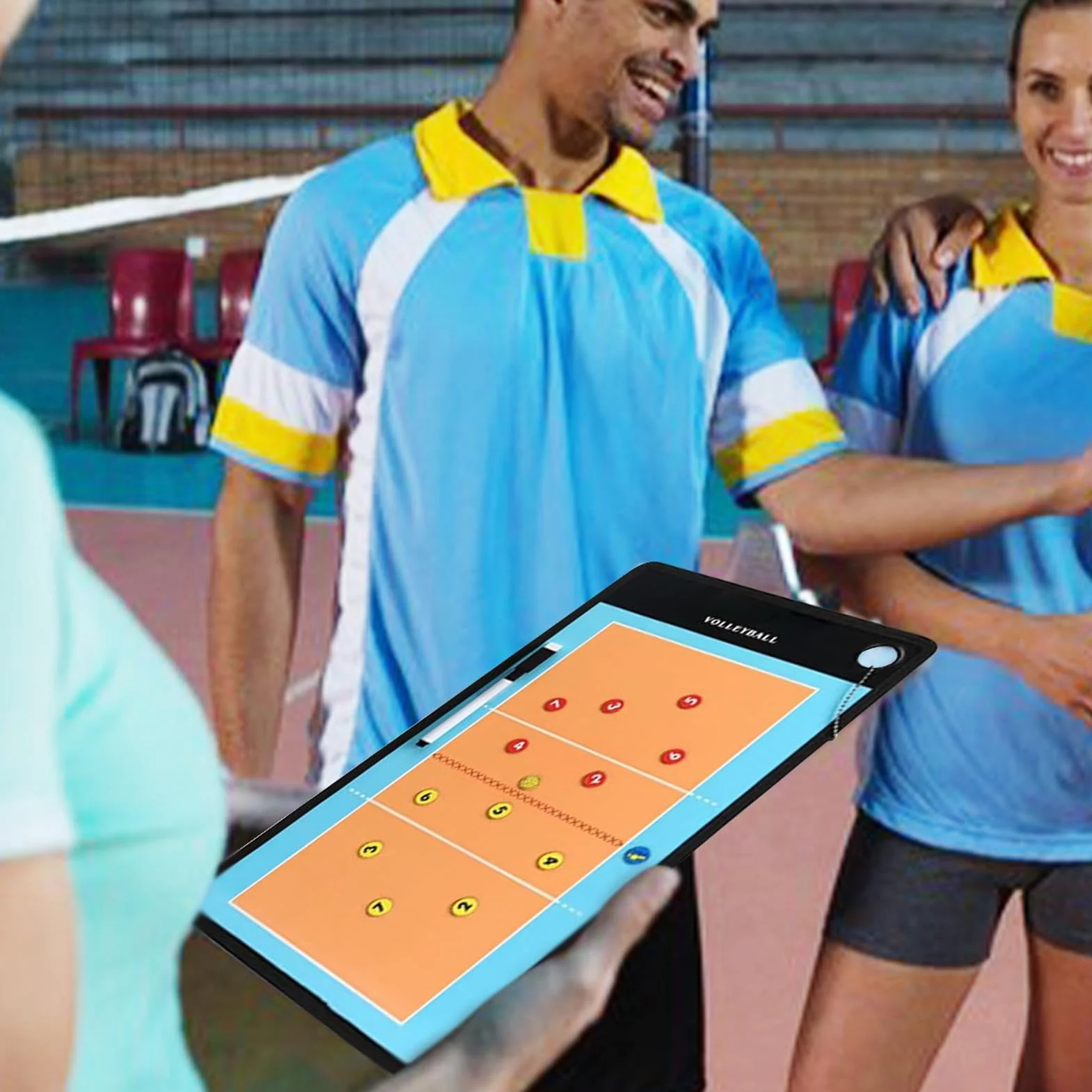 Tablica zaciskowa do siatkówki dla trenerów, tablica do siatkówki, magnetyczna tablica coachingowa, przenośna, zmywalna tablica do oznaczania siatkówki z pełnym i połową pola do gry
