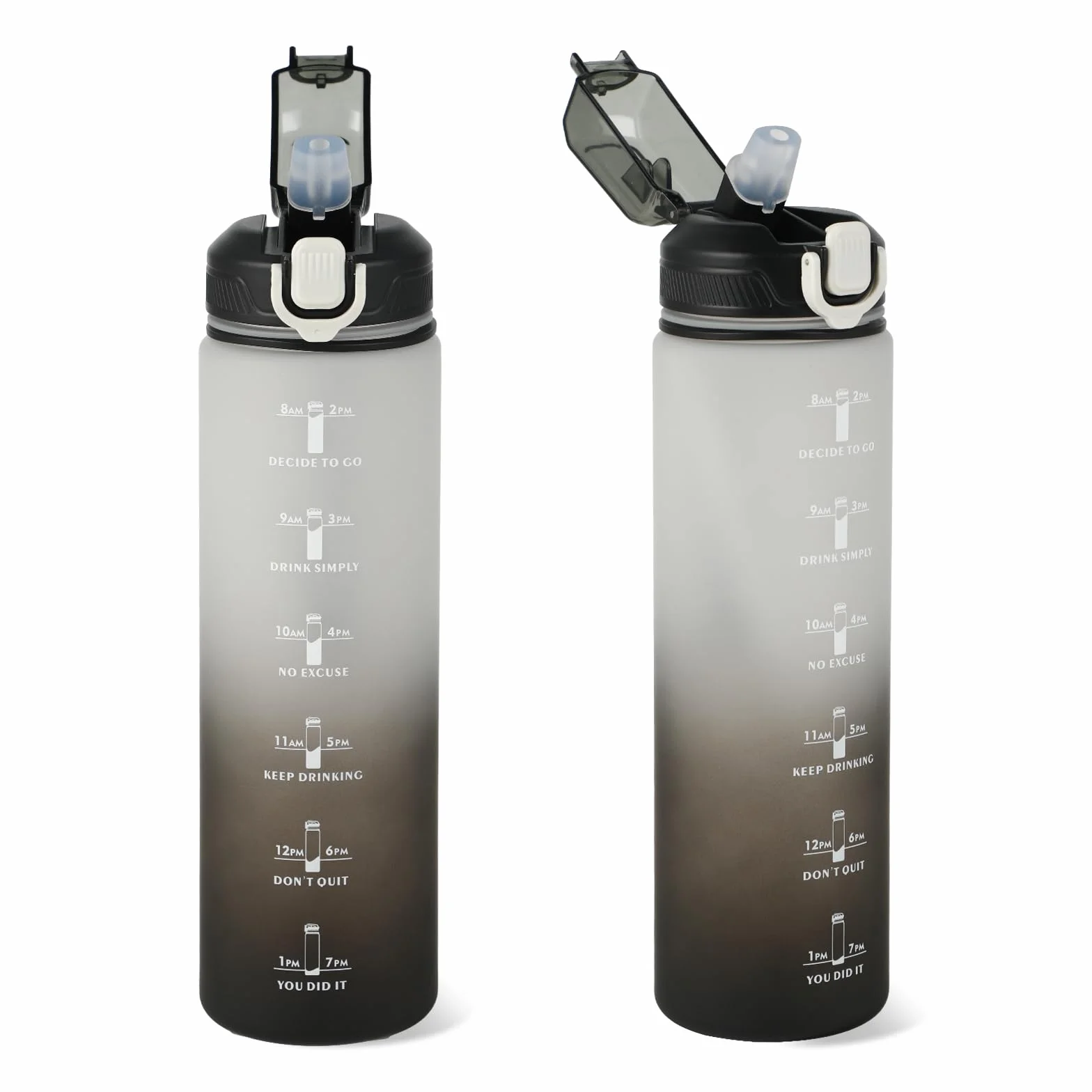 Butelka sportowa 1L BPA Free z systemem antywyciekowym słomką i podziałką czasu