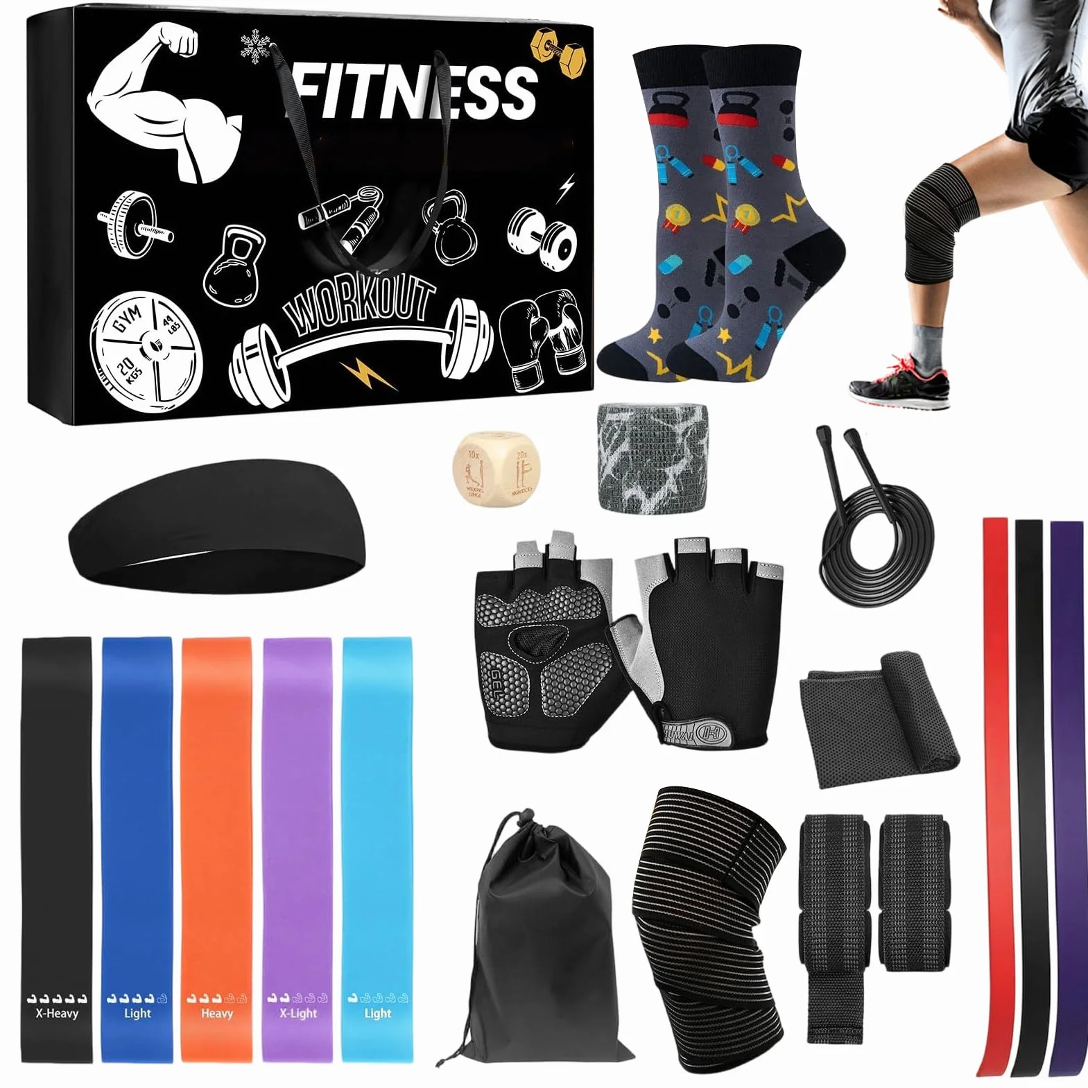 Kalendarz adwentowy fitness zestaw 24-dniowego sprzętu treningowego siła cardio