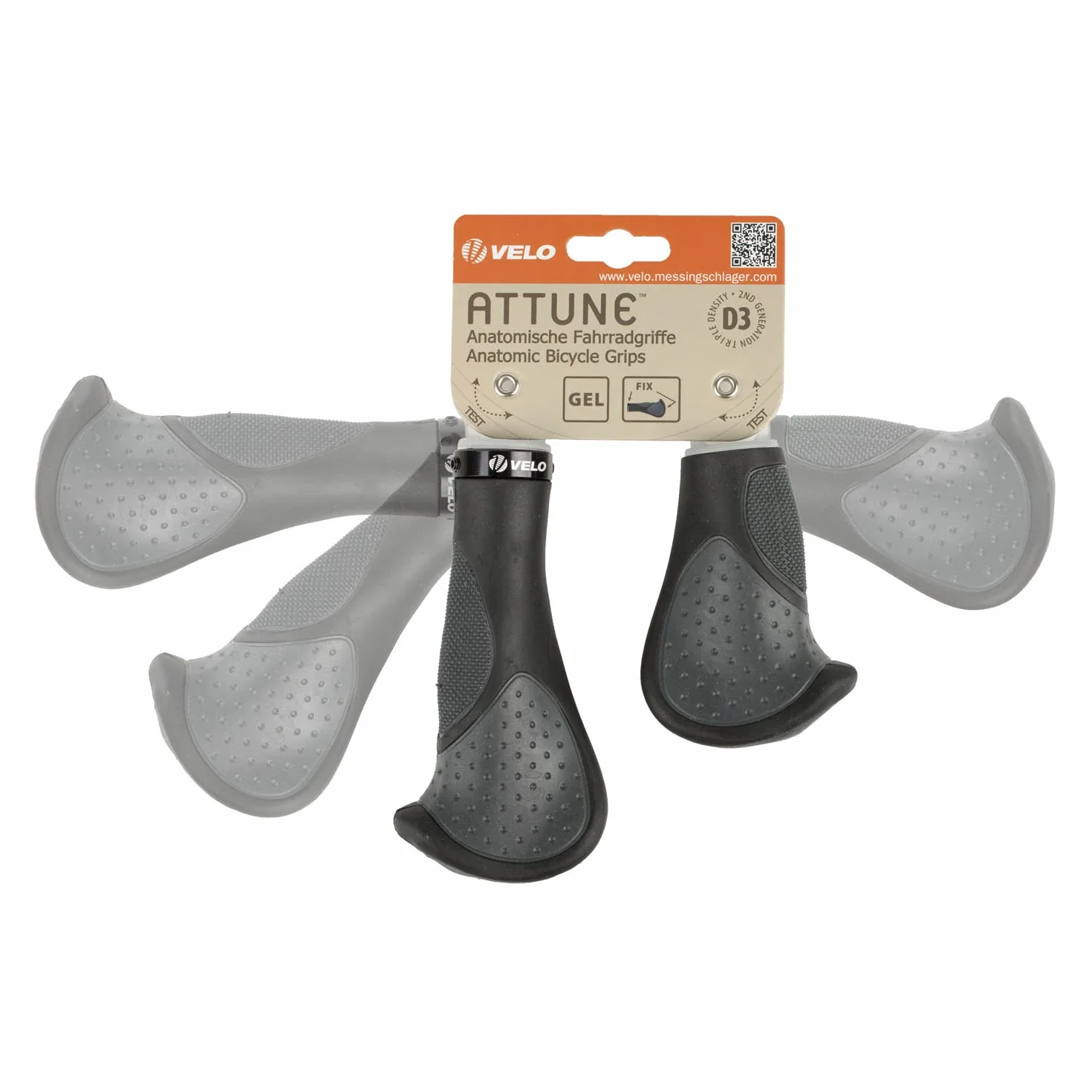 ERGOGEL D3 BAR uchwyt rowerowy, ergonomiczny kształt, żelowy uchwyt śrubowy, czarny/szary