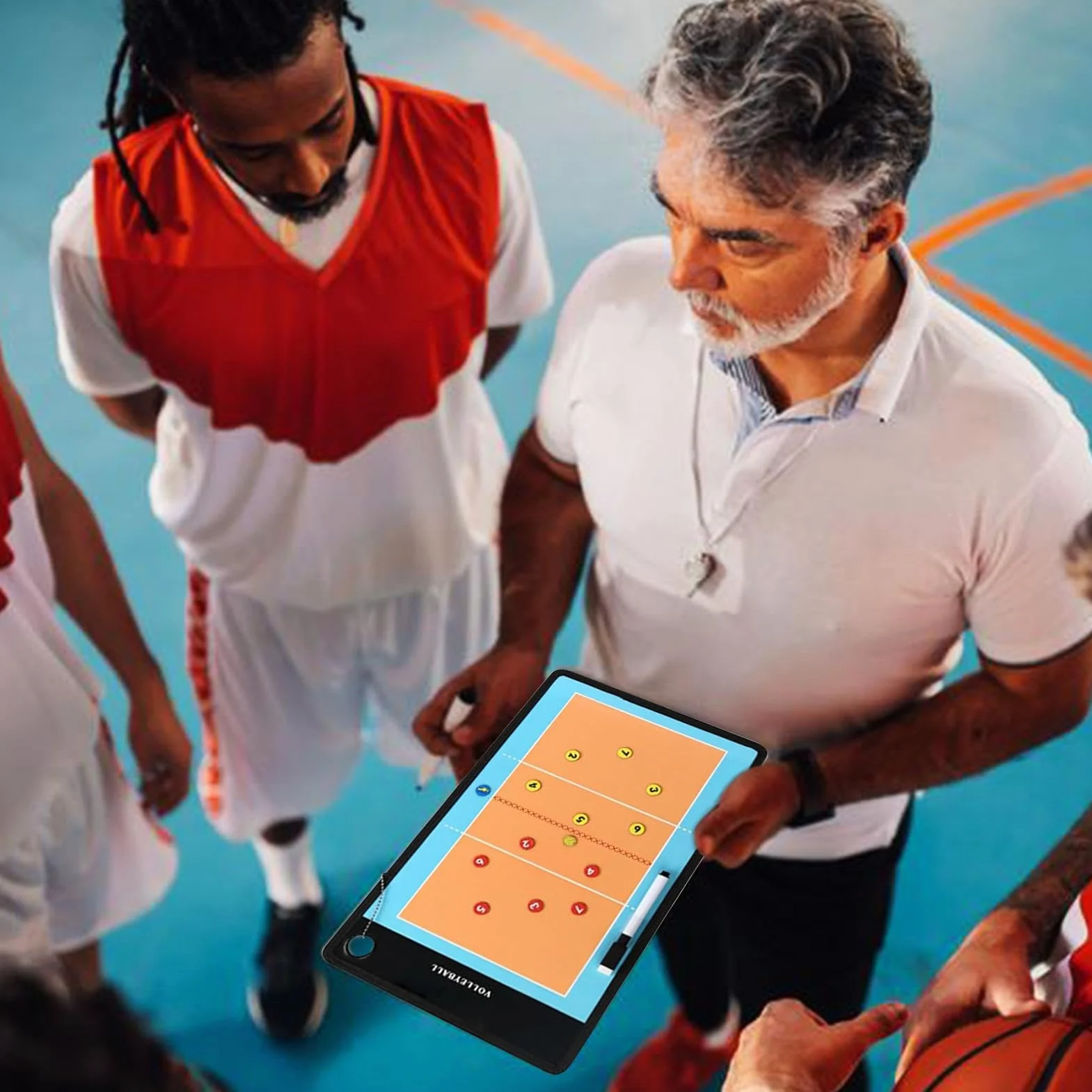 Tablica zaciskowa do siatkówki dla trenerów, tablica do siatkówki, magnetyczna tablica coachingowa, przenośna, zmywalna tablica do oznaczania siatkówki z pełnym i połową pola do gry