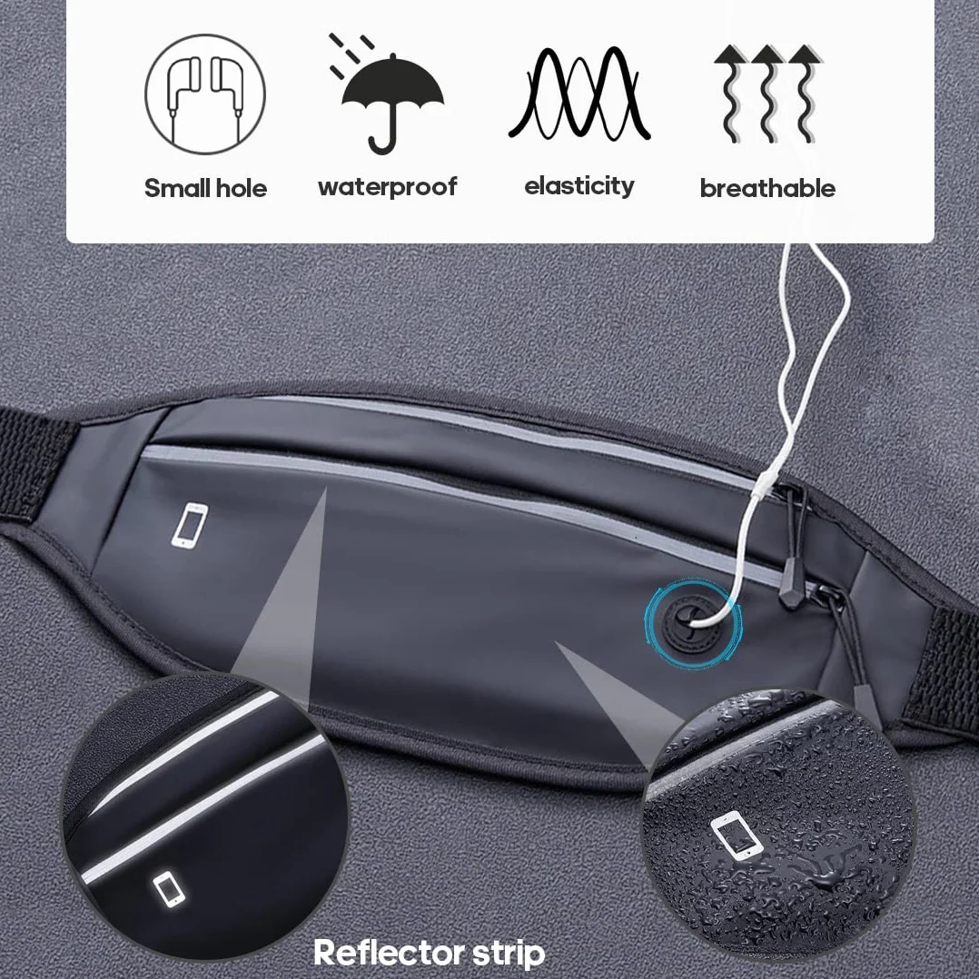 Torebka Bum Bag Wodoodporna Czarny Regulowany Pasek Unisex