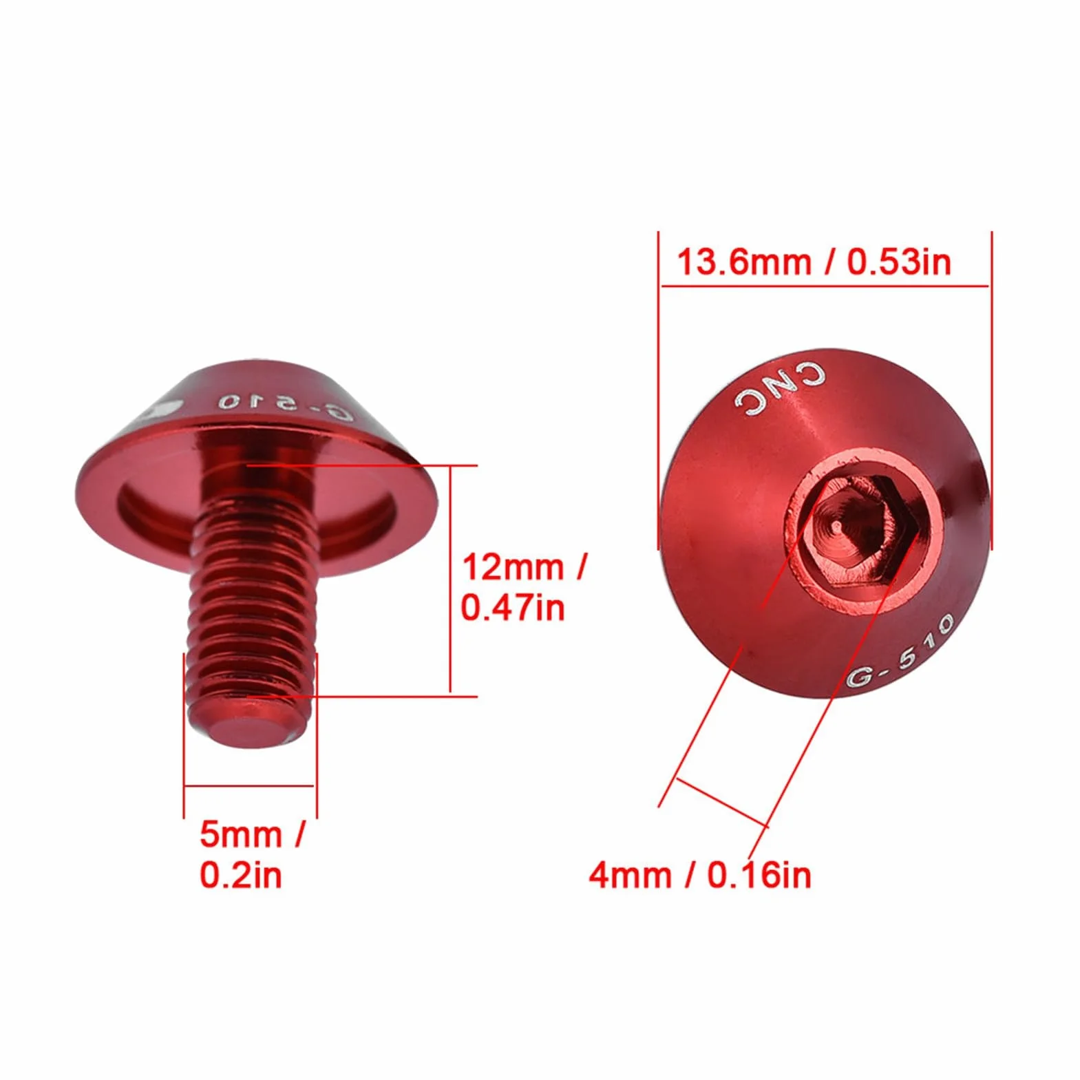 Śruby do uchwytu na bidon rowerowy M5 12mm 2 szt. G-510 (czerwony)