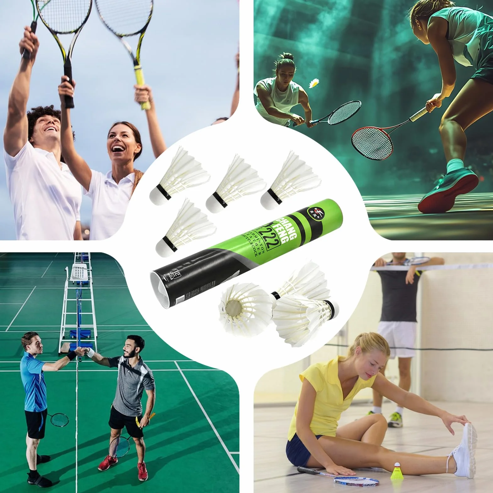 Badminton Shuttle — wysoka wydajność w zawodach sportowych | Konstrukcja gęsi z trwałego korka, stała trajektoria podczas treningu klubowego i zabawy rekreacyjnej 26,38 x 13,78 x 16,14