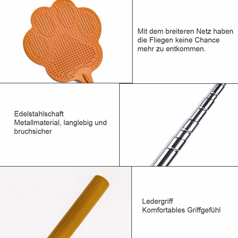 3 sztuki packa na muchy wysuwana, ręczna packa na muchy z uchwytem ze stali nierdzewnej, packa na muchy w kształcie łapy niedźwiedzia do odstraszania much, os, komarów i innych owadów