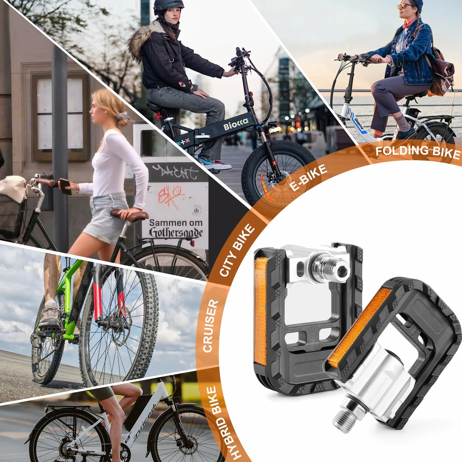 ROCKBROS składane pedały rowerowe płaskie MTB ze stopu aluminium 9/16 cala