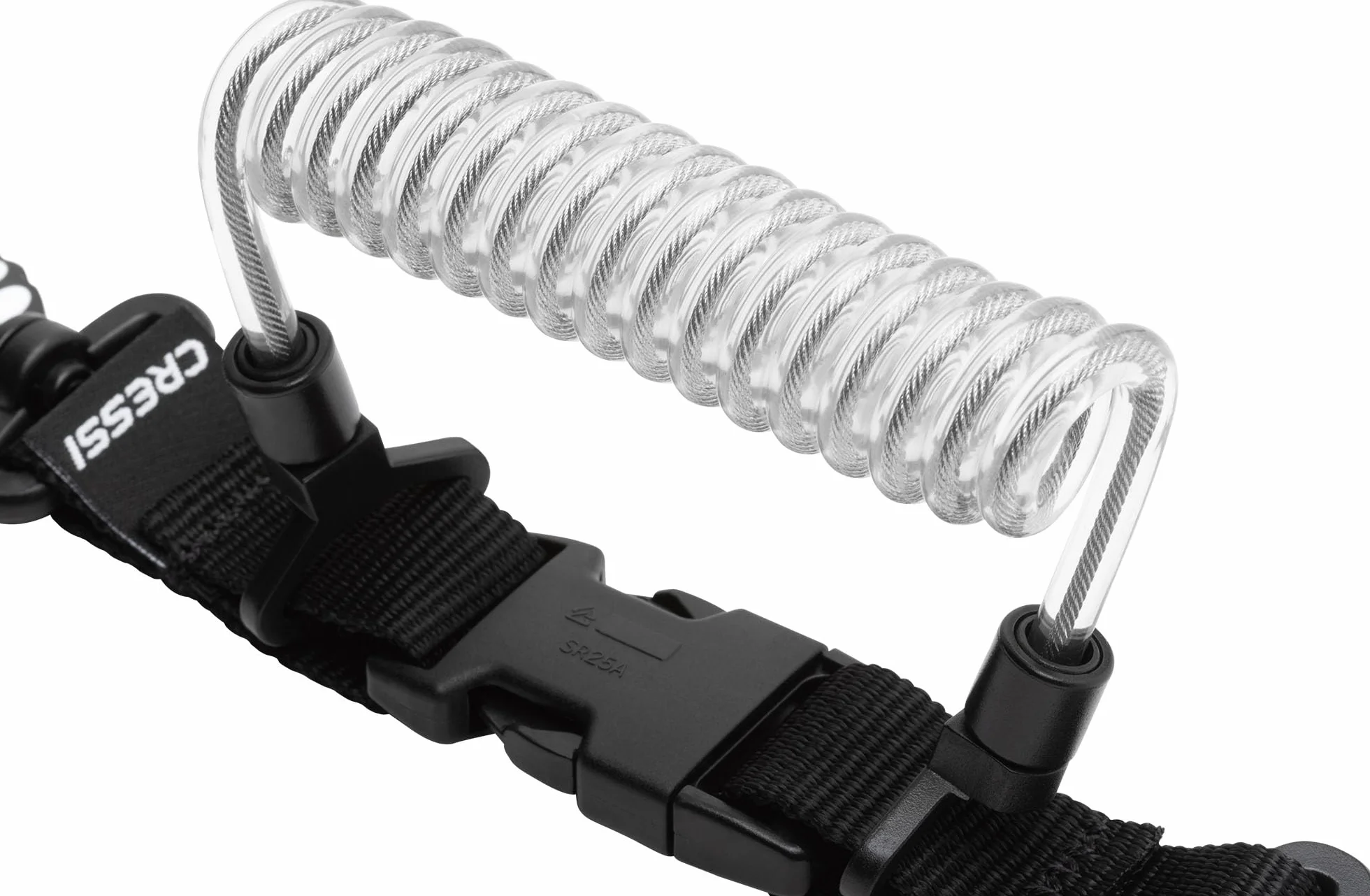 Cressi Lanyard elastyczny kabel spiralny do nurkowania czarny przezroczysty 2 karabińczyki