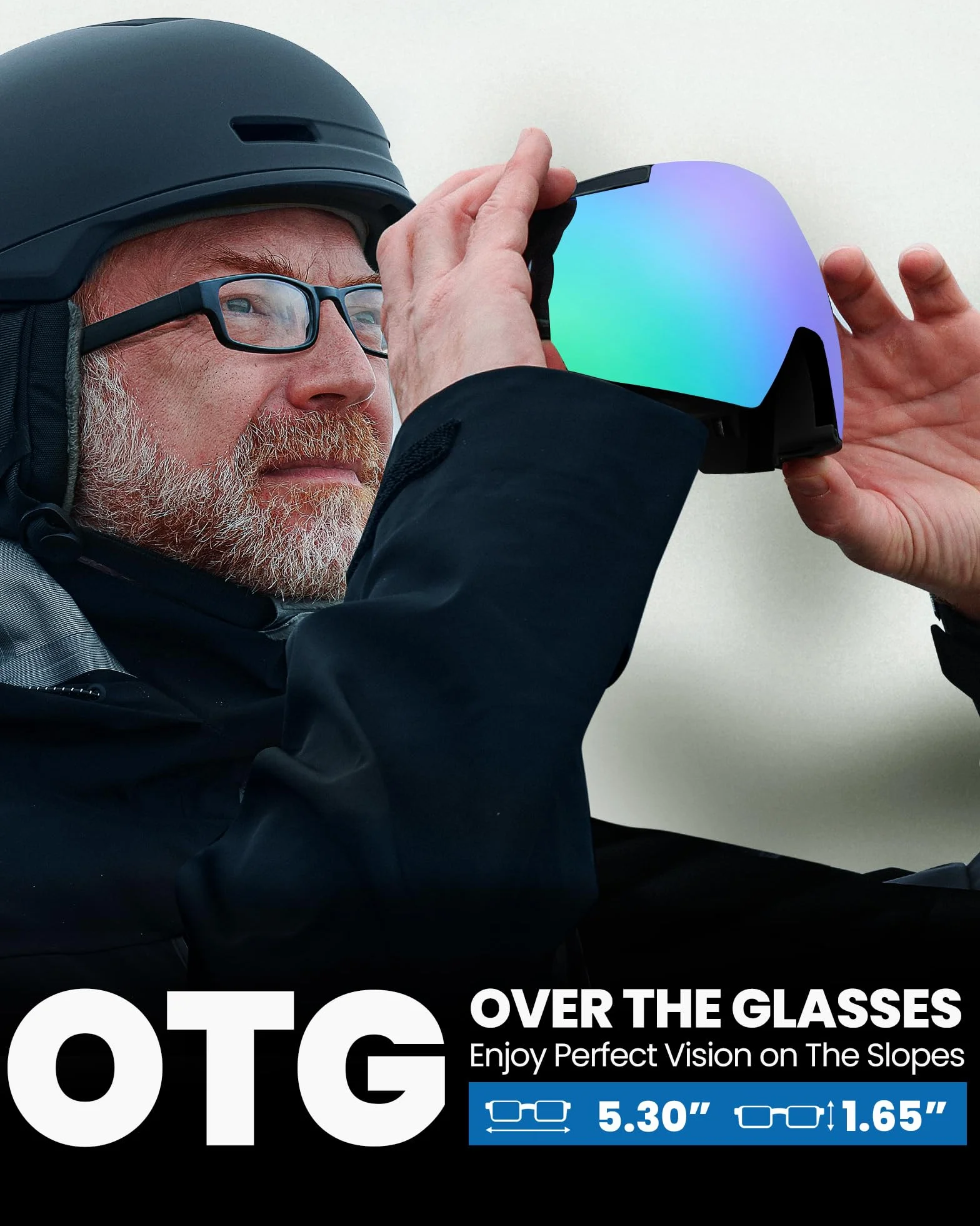 Gogle narciarskie OutdoorMaster Heron z 2 soczewkami, bezramkowe, magnetyczne wymienne soczewki toryczne HD, gogle snowboardowe OTG dla mężczyzn i kobiet, 100% ochrona przed promieniowaniem UV