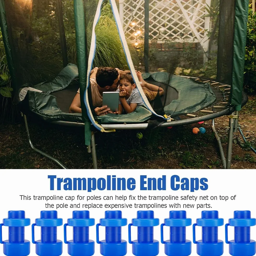 Aohcae Zaślepki do trampoliny, 8 sztuk, części zamiennych, Ø 25 mm, nakładki na słupki (niebieskie)