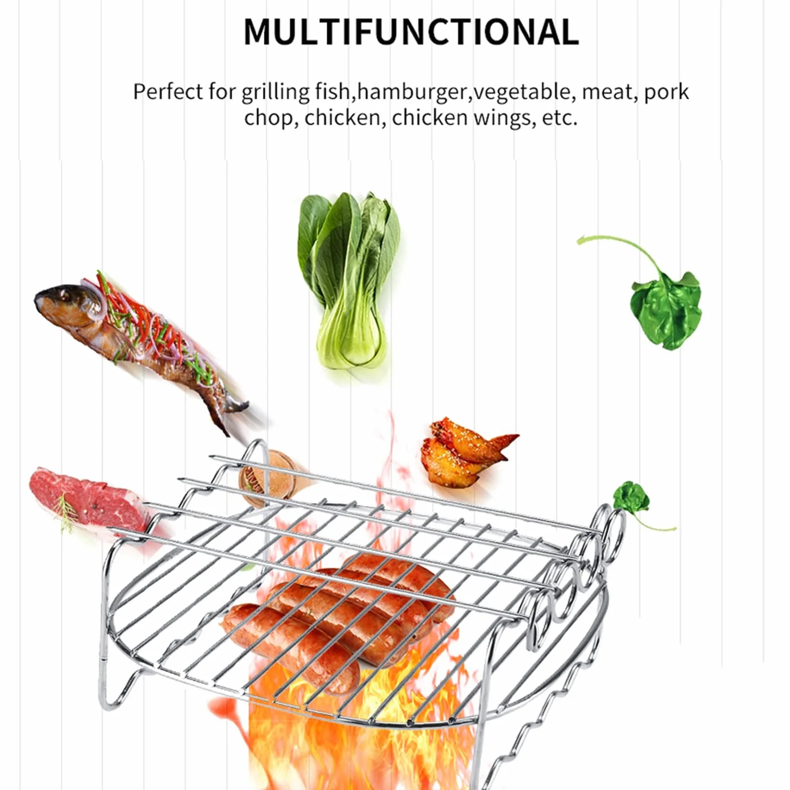 Air Fryer Dwuwarstwowy grill do pieczenia, wymienny stojak na grilla, dwuwarstwowa blacha do pieczenia szaszłyków do frytownicy.