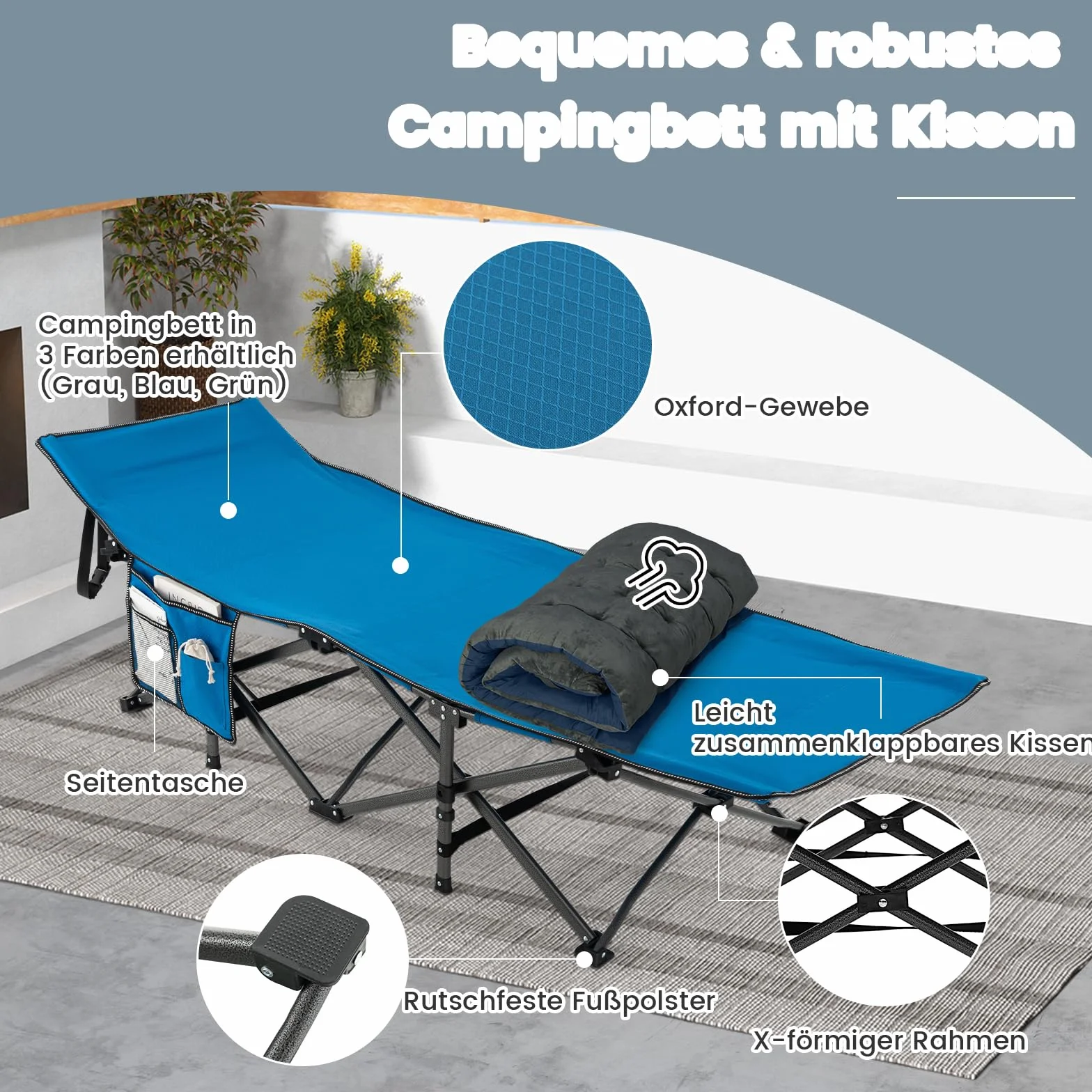 GOPLUS Nakładka na leżak ogrodowy 190 x 70 x 7 cm, nakładka na leżak polowy, bawełniana nakładka na łóżko polowe, łap z 4 taśmami mocującymi do leżaka i leżaka