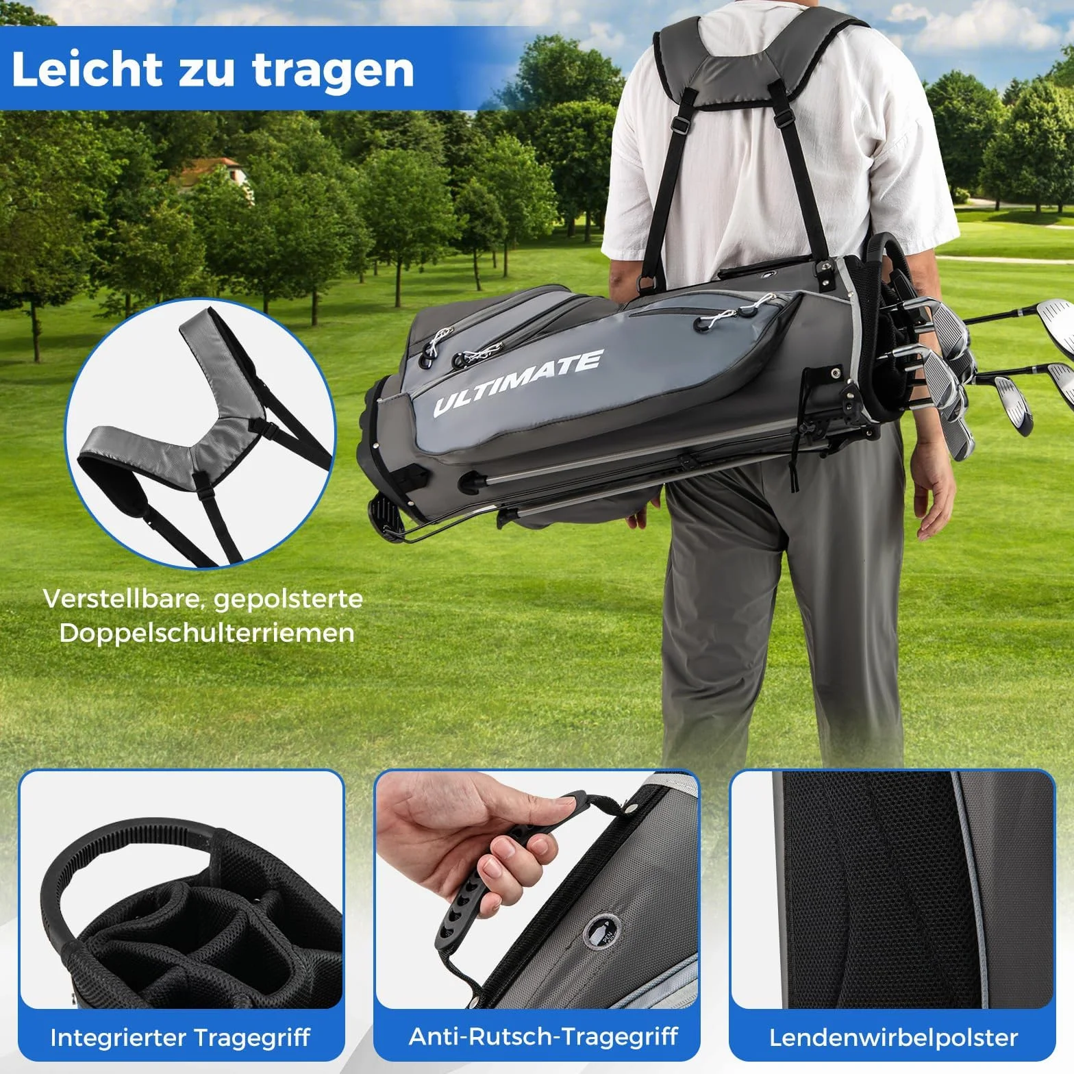 COSTWAY Kompletny zestaw kijów golfowych dla mężczyzn, 9-częściowy zestaw kijów golfowych dla praworęcznych z torbą i osłoną przeciwdeszczową, zestaw golfowy z 1 Driver i 3 Fairway i 4 Hybrid & 6/7/8