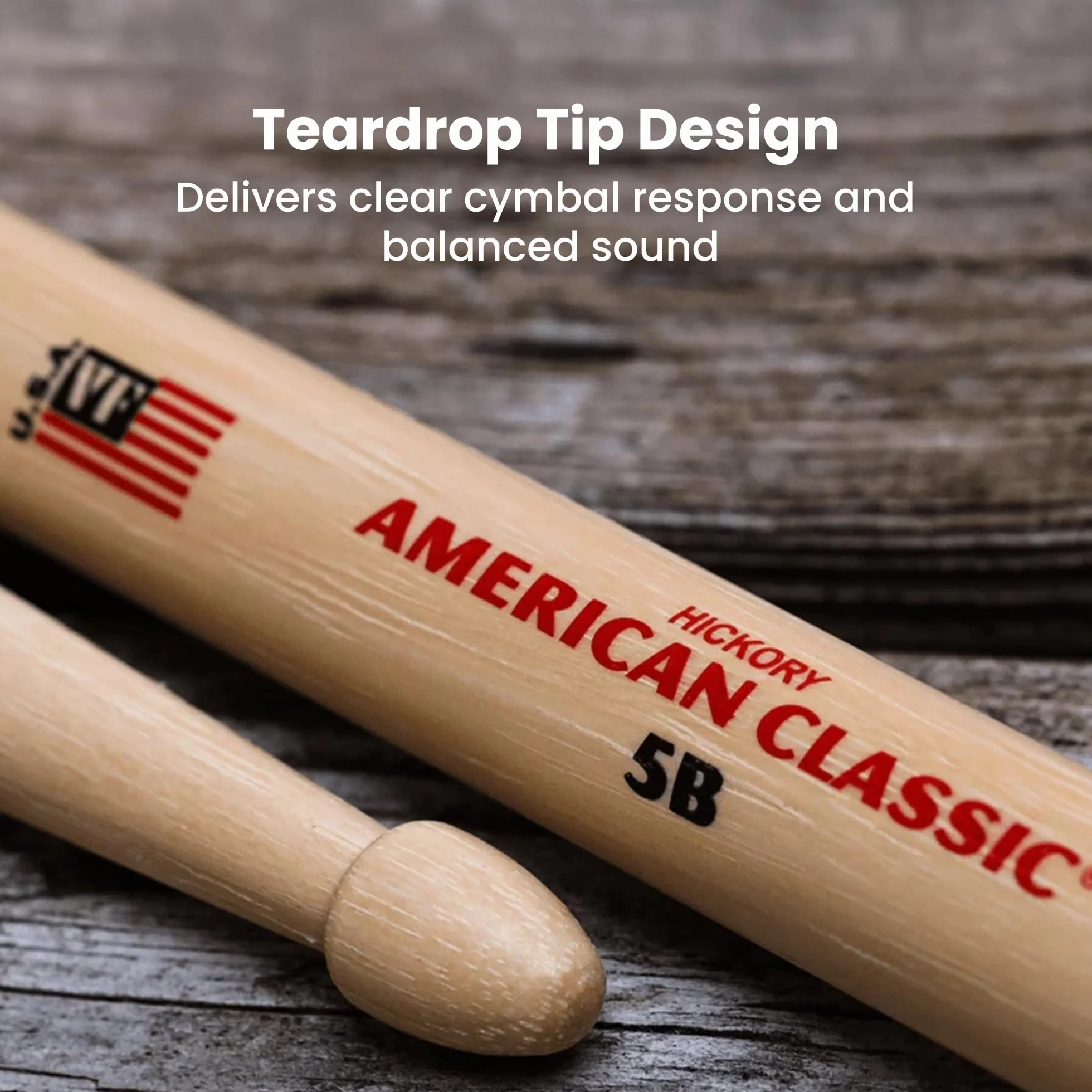 Vic Firth American Classic Series pałeczki do perkusji - 5B - American Hickory - drewniane tip - naturalny - 4 pary cennych