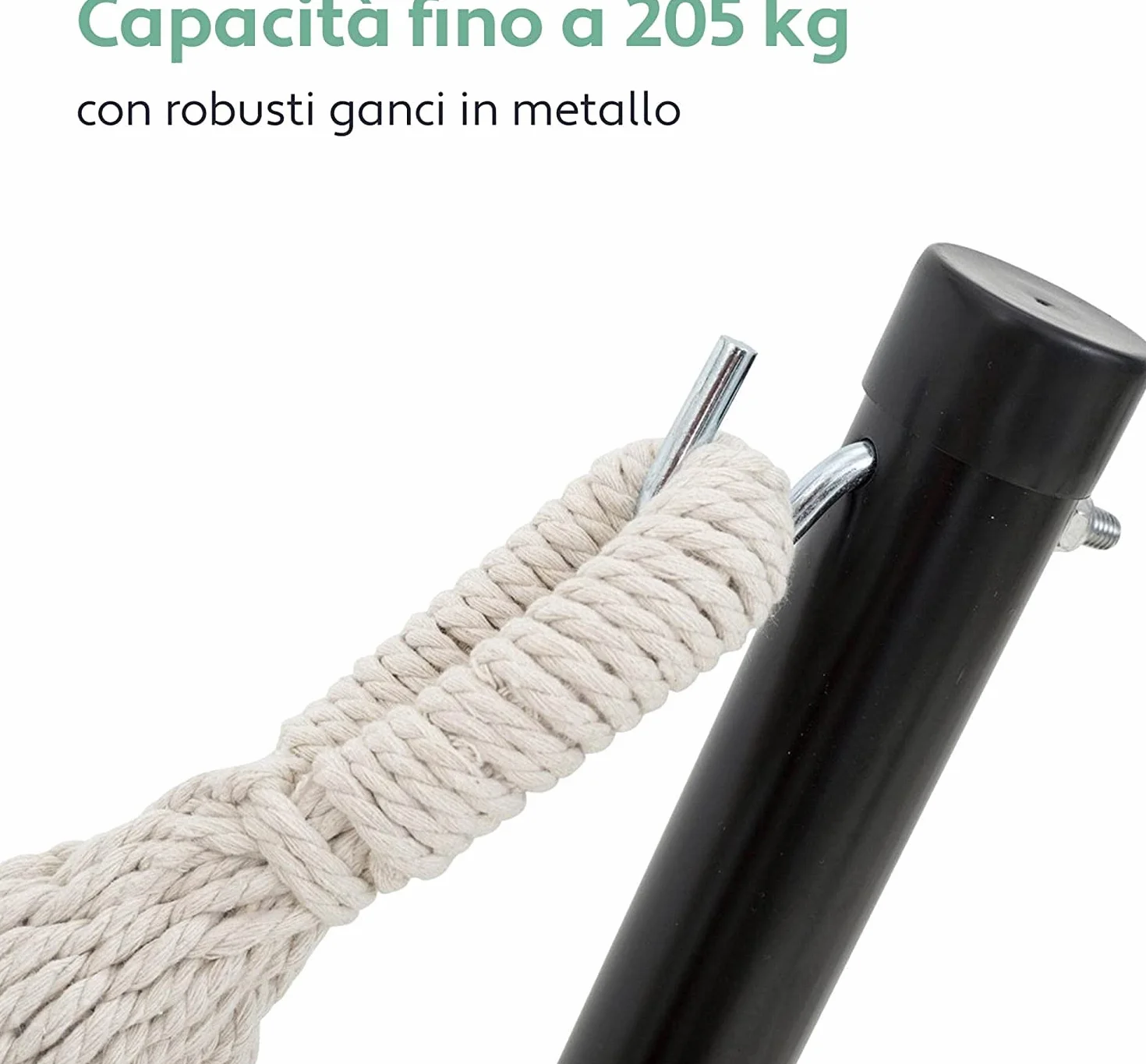 VITA5 Stelaż hamaka do użytku na zewnątrz – stelaż do hamaków – stabilny stalowy hamak ze stelażem – przenośny stojak na hamak (bez uchwytu na napoje)