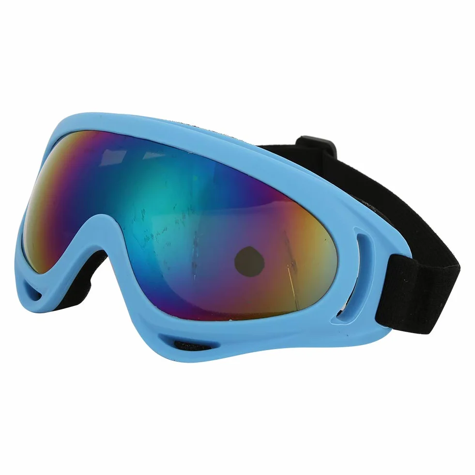 Gogle Narciarskie, PC Dzieci Wiatroszczelne Okulary Narciarskie, Gogle Snowboardowe i Motocyklowe, Lekkie, Szerokie Pole Widzenia, Unisex Outdoor Sports Gogle(Kolorowy film w kolorze jasnoniebieskim)