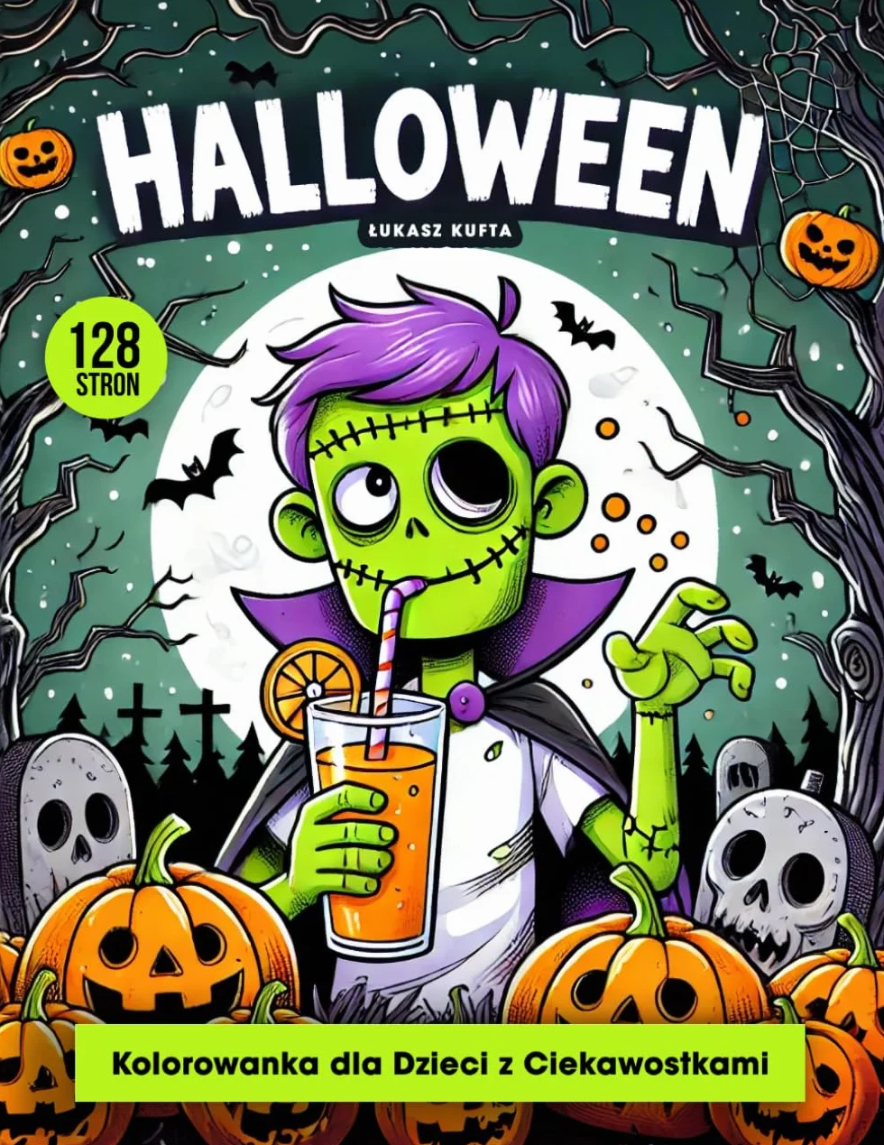 Halloween - Kolorowanka dla Dzieci z Upiornymi Ilustracjami i Ciekawostkami o Halloween: Relaksujące Grafiki i Tajemnicze Fakty o Strachach, Dyniach i ... Rozrywka na Halloween dla Dzieci i Dorosłych