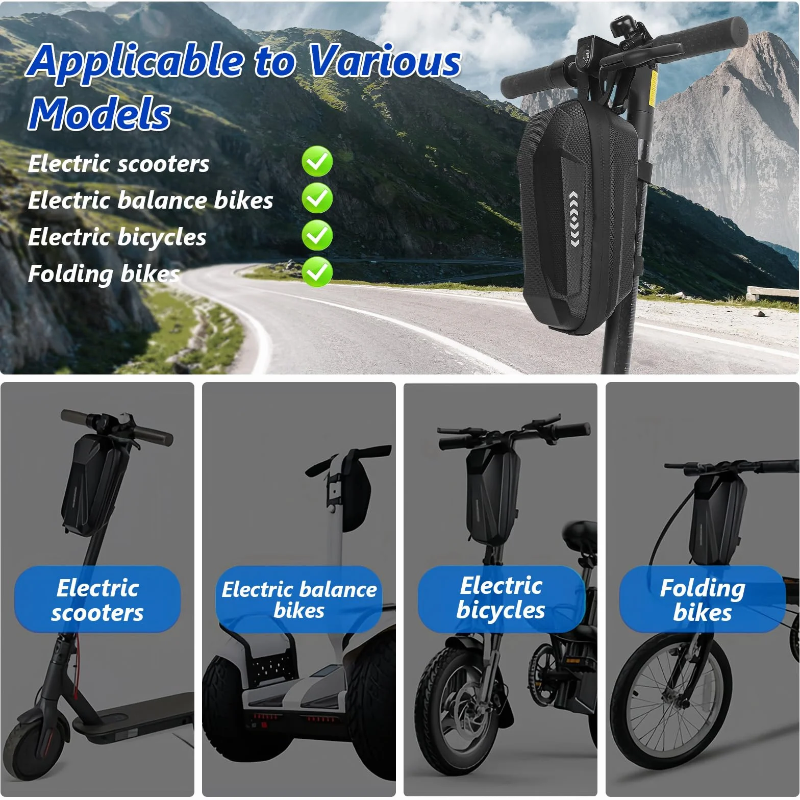 flintronic Torba na skuter, torba na kierownicę 3 l, wodoszczelna, przednia kieszeń na skuter elektryczny Xiaomi MI Mijia M365 Pro Segway Ninebot E ES1/2/3/4, Stil-B