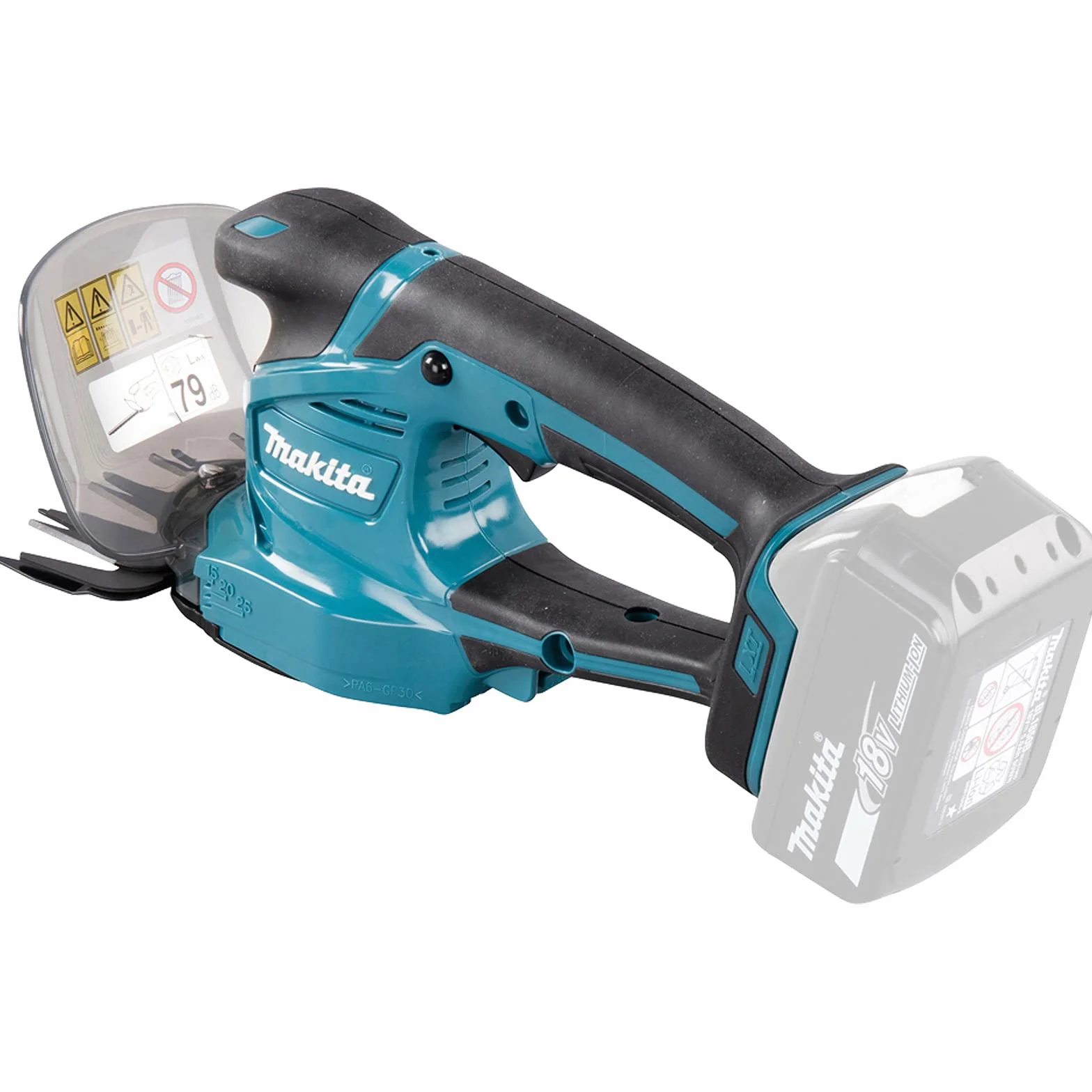 Makita DUM111ZX 18V litowo-jonowe LXT 110 mm nożyce do trawy w komplecie z nasadką trymera, baterie i ładowarka nie są dołączone
