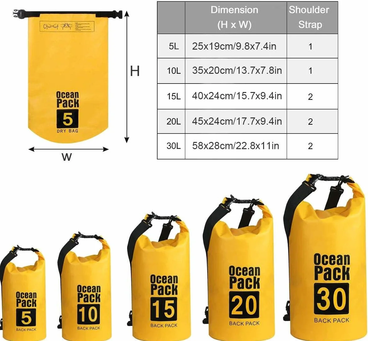 flintronic® Wodoszczelna torba, 10 l, z podwójnym paskiem na ramię, do pływania łodzią, wędkowania, raftingu, pływania, na kemping, 2 wodoszczelne woreczki na telefon w zestawie