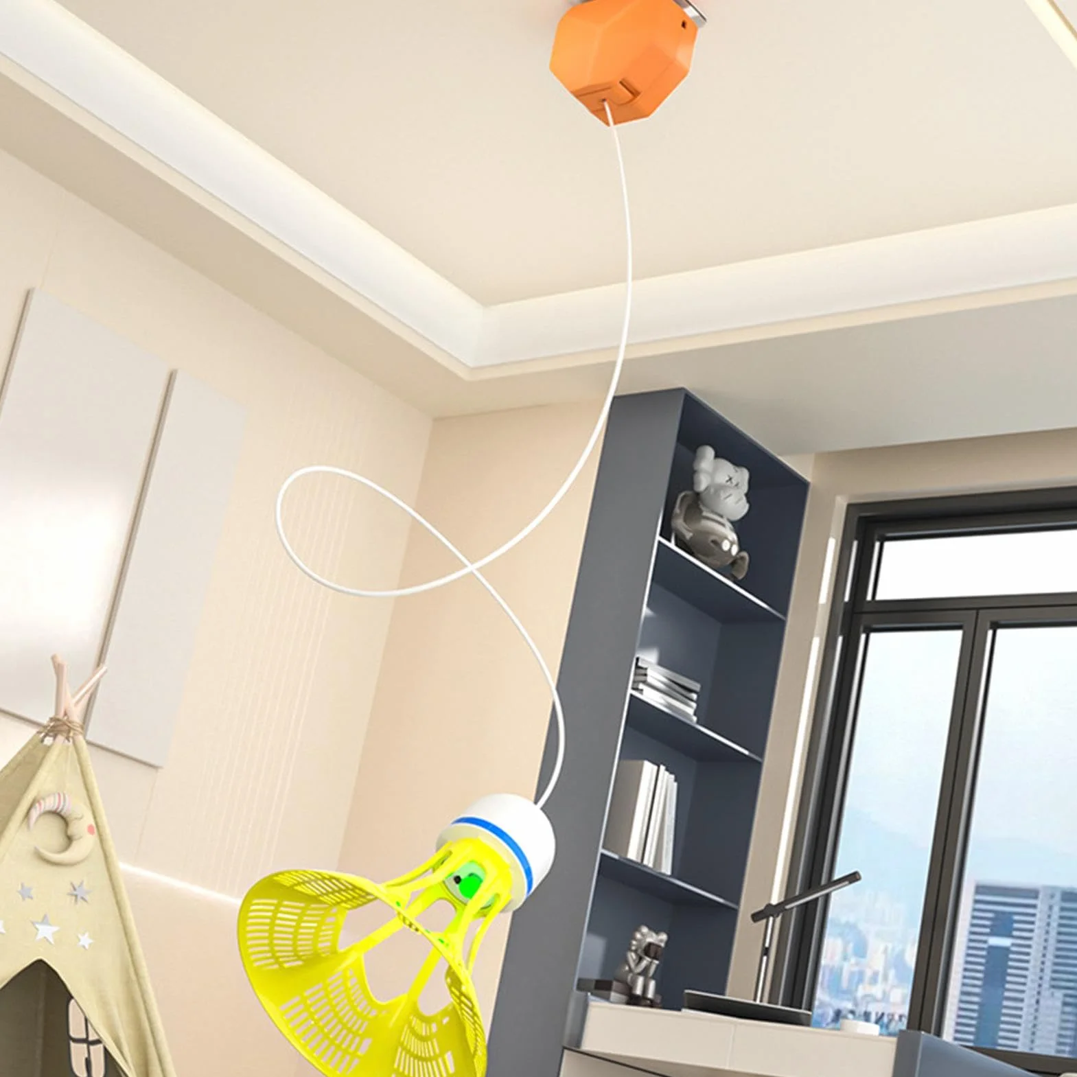 Indoor Badminton Rebound Trainer | Zestaw do ?wicze? badmintona ?wie?ym powietrzu, elastyczny sznurek do badmintona, trena?er lotki do badmintona, trening odbicia badmintona