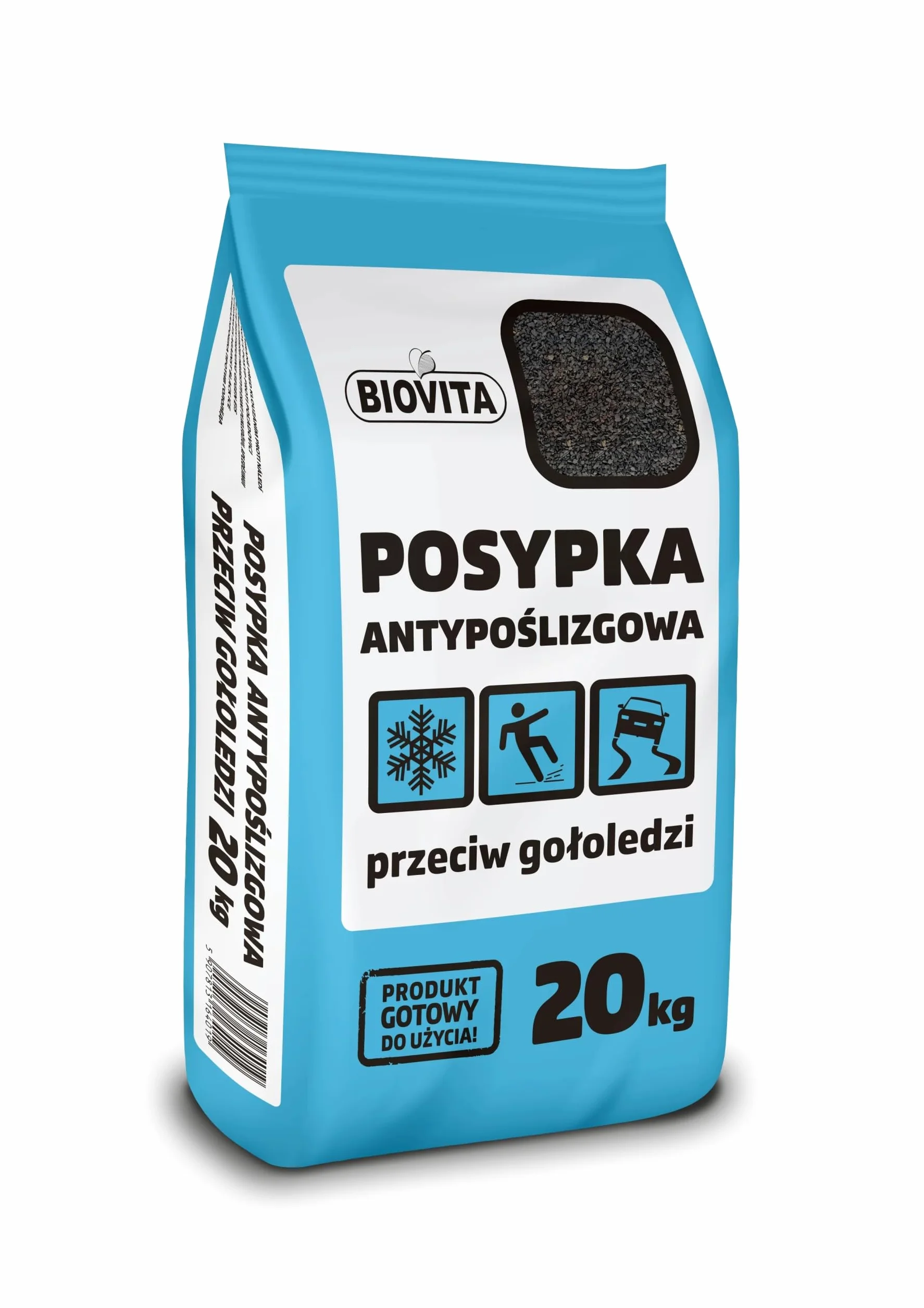 Biovita 20 kg antypoślizgowy materiał do rozsypywania, idealny do chodników i ulic przy śliskim lodzie, przyjazny dla środowiska, np. soli