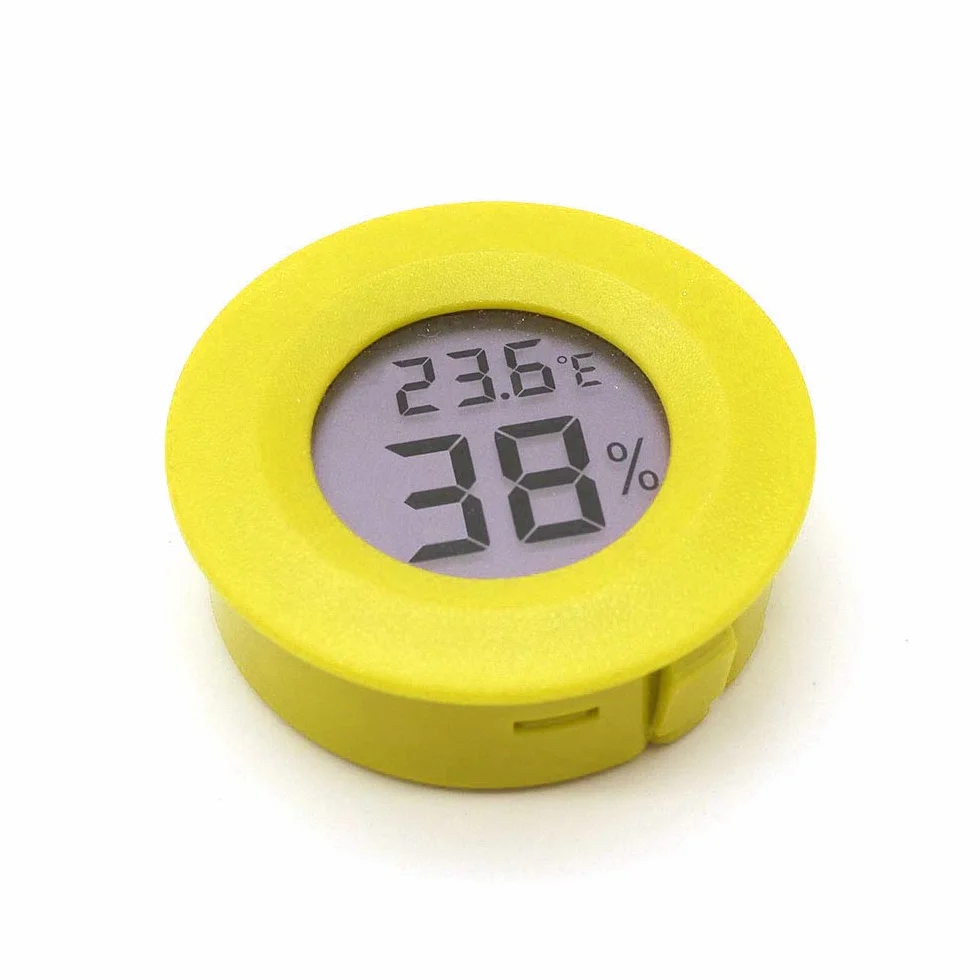DollaTek 2 szt. Mini cyfrowy miernik temperatury LCD termometr higrometr okrągły - żółty