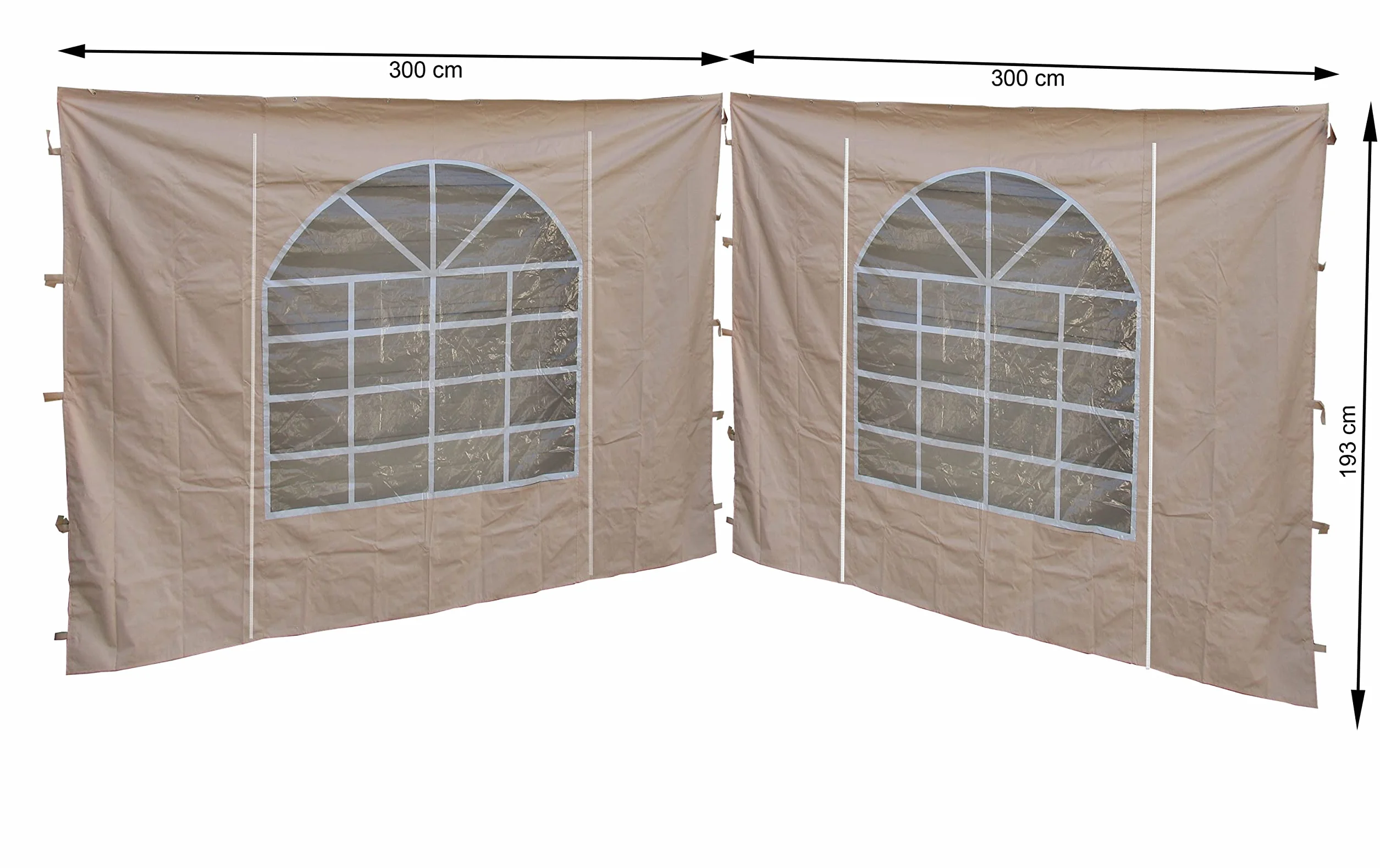 QUICK STAR 2 panele boczne z okienkiem z PCW, 300 x 193 cm, do pawilonu Sahara 3 x 3 m, piaskowy