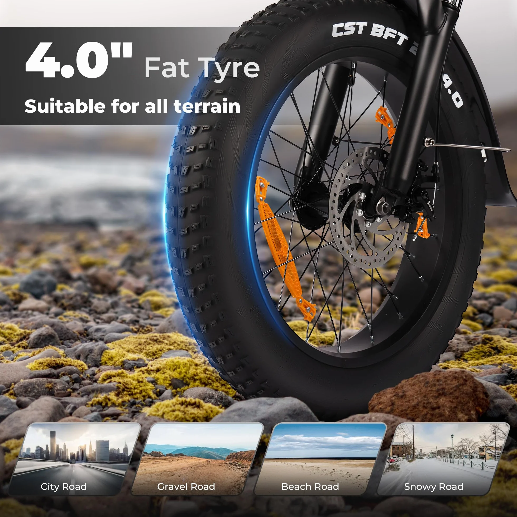 VARUN Rower Elektryczny 20x4.0 Fat Tire Składany 250W 48V 624Wh 7-Biegowy