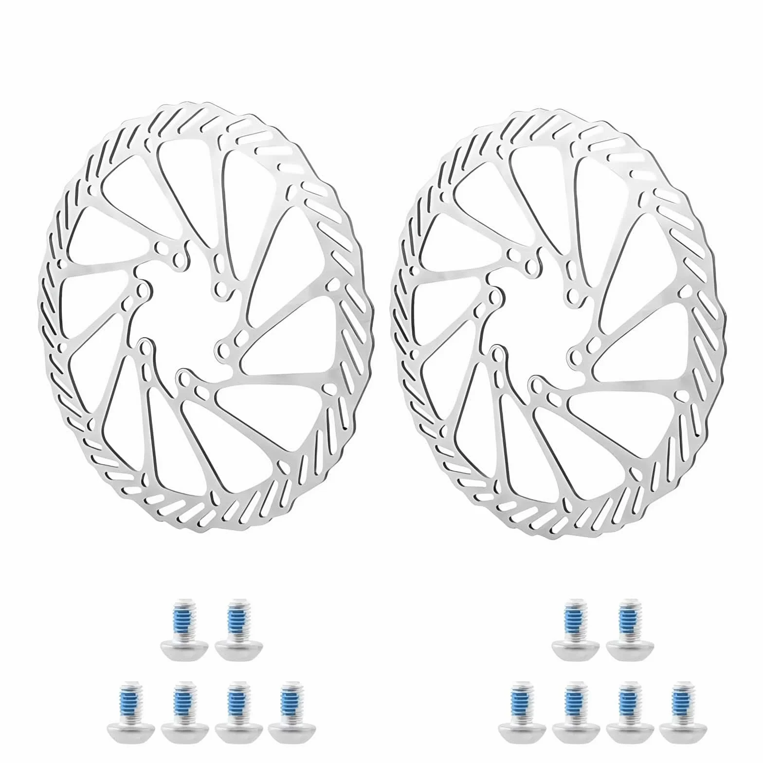 TRKIMAL Zestawy tarcz hamulcowych 140/160/180 mm 2 opakowania przednich i tylnych ze stali nierdzewnej z 12 śrubami do rowerów szosowych, górskich i BMX MTB(160 mm Disc Plates B)