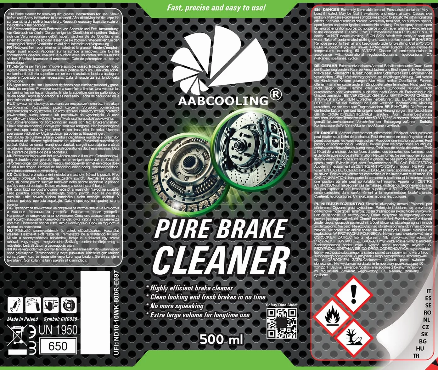 AABCOOLING Środek do czyszczenia rowerów i hamulców 500 ml – Szybkoschnący