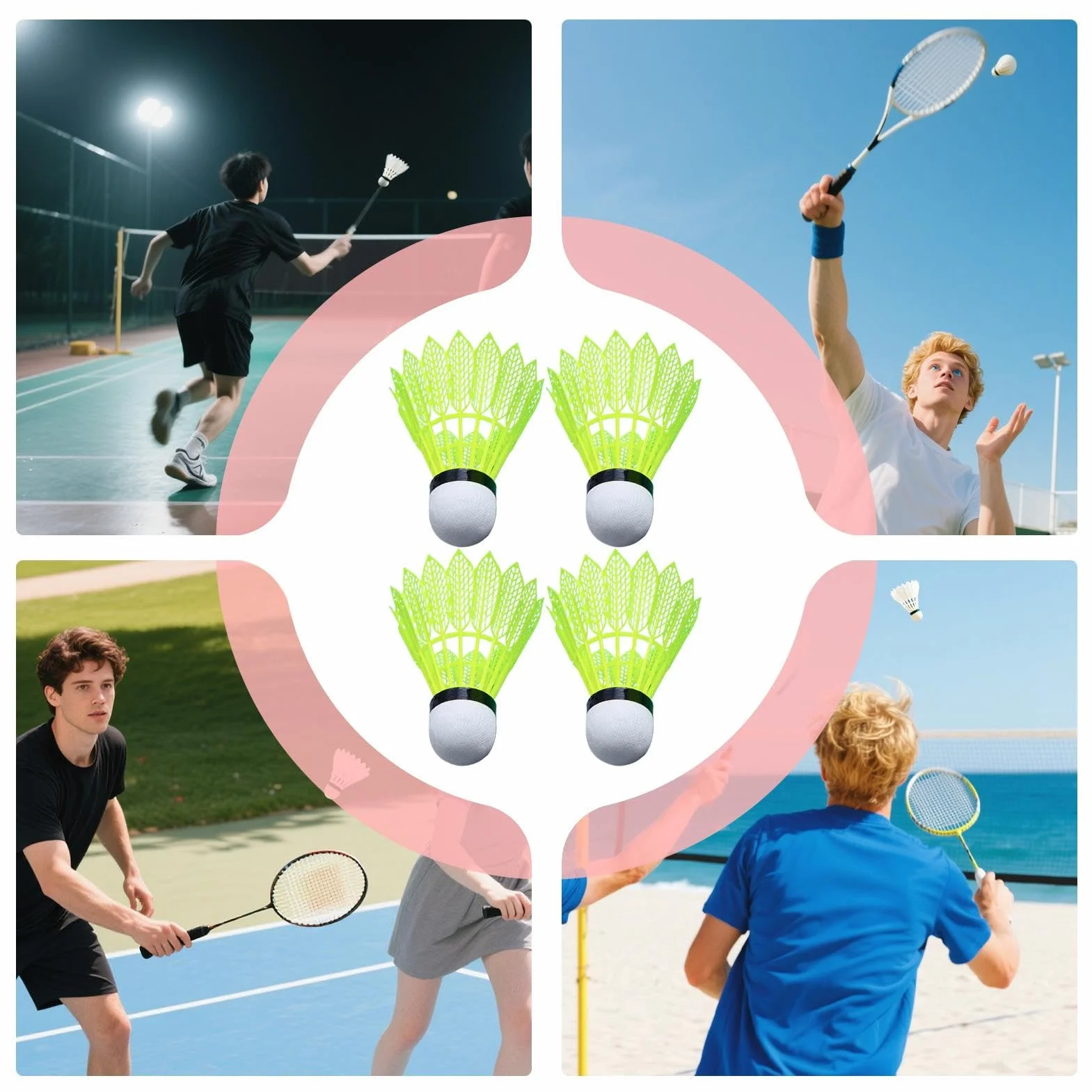 Badminton lotki - wiatroszczelne,Zestaw lotek LED,do plaży, parku, sali gimnastycznej, szkoły, turniejów, odporny na wiatr, gier rodzinnych,