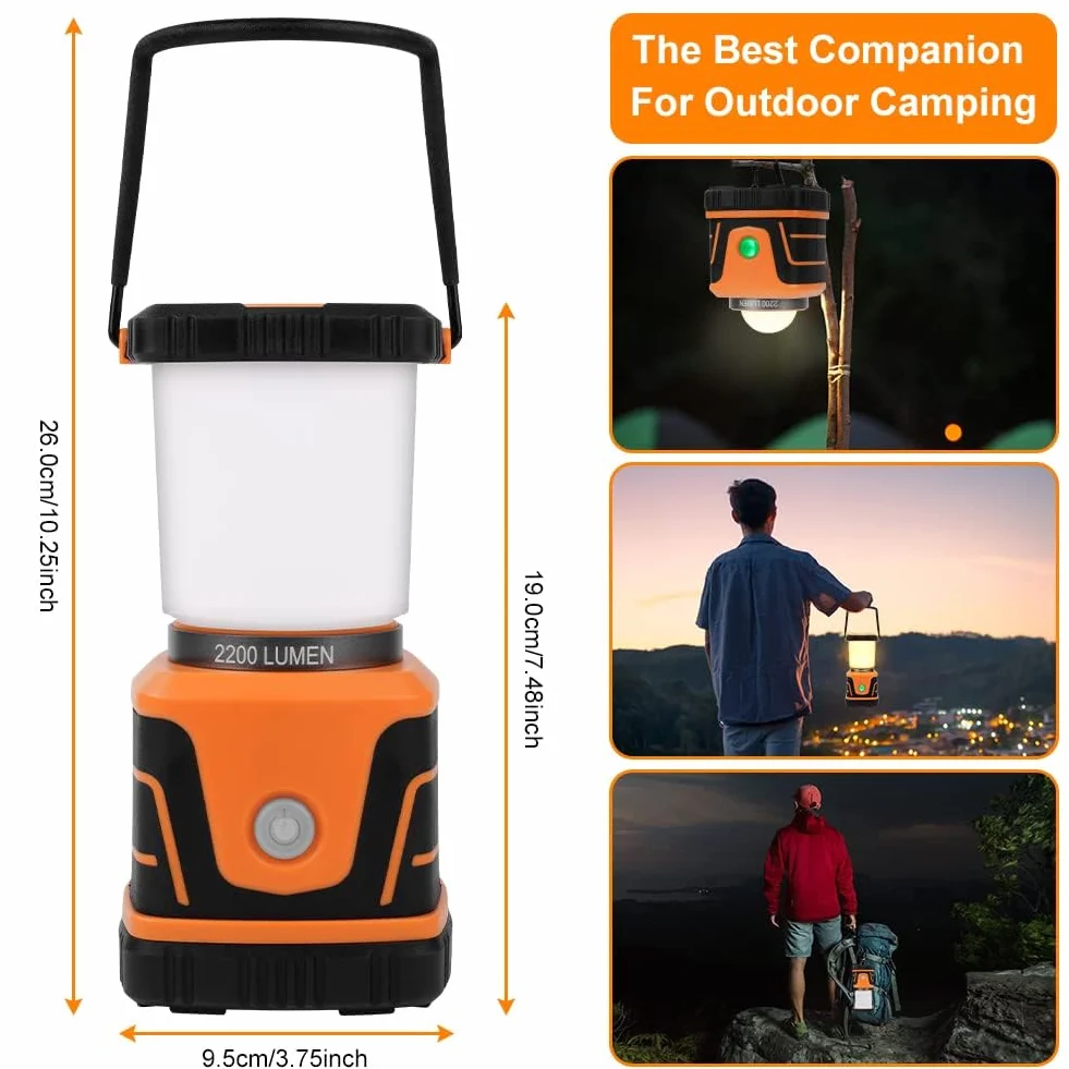 Flintronic Lampa kempingowa LED, 2200 lm, akumulator 6000 mAh, lampa kempingowa LED, IP54, 4 tryby świecenia, możliwość ściemniania, lampa awaryjna zasilana bateriami, na kemping, w sytuacjach
