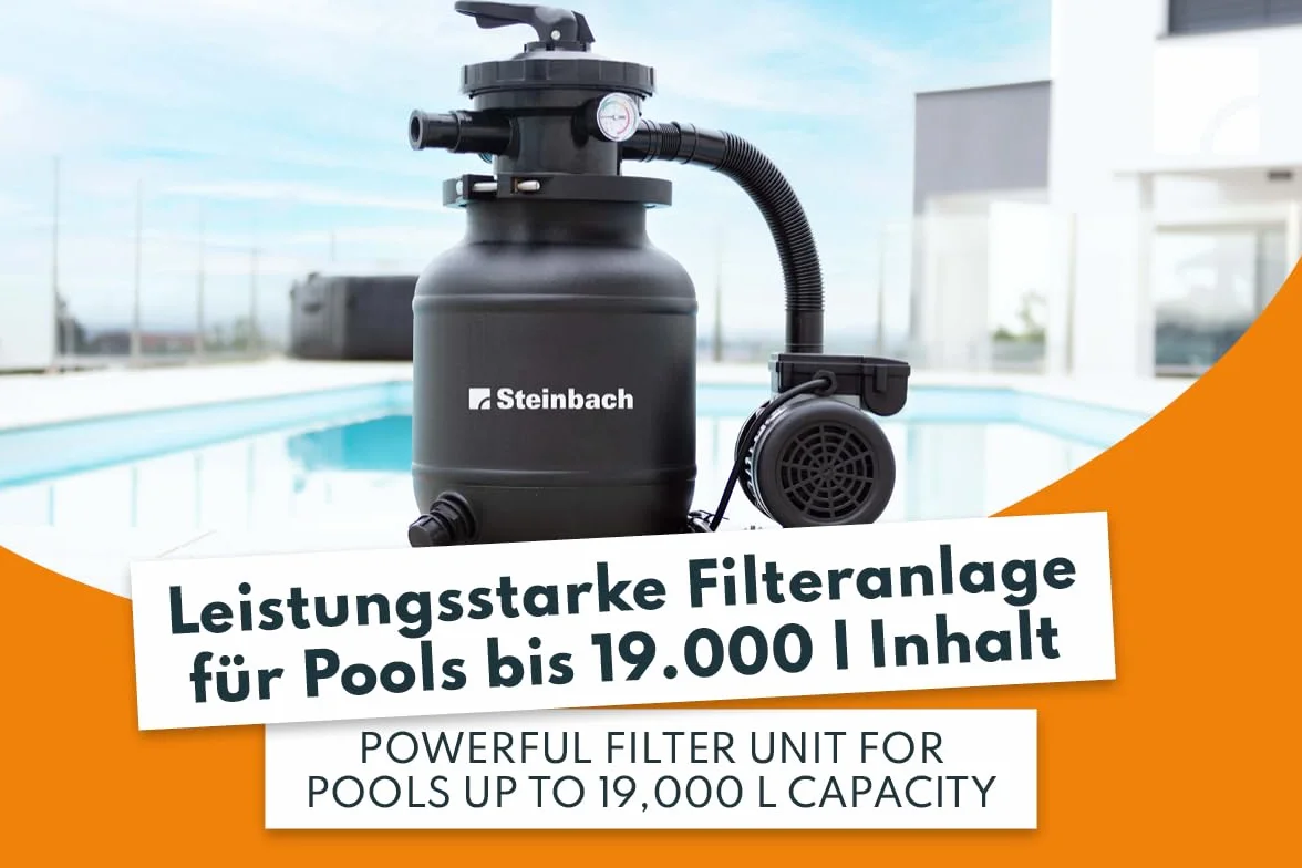 Steinbach Instalacja filtrująca Classic 250N, wydajność cyrkulacji 3,8 m³/h, 230 V/200 W, zawór 7-drożny, przyłącze Ø 32/38 mm, 040385