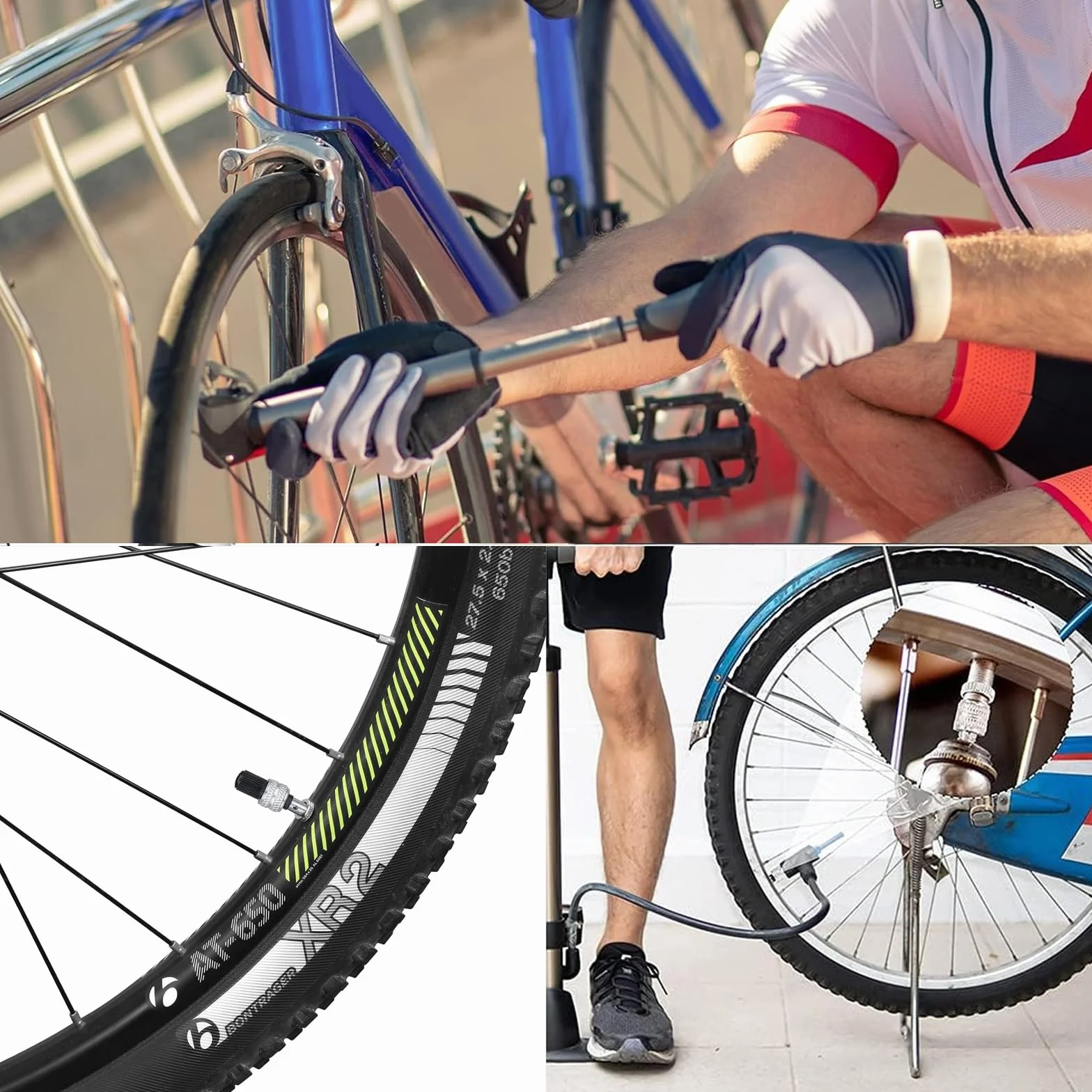 Zestaw wymiennych zaworów rowerowych, 16 sztuk, z uszczelką, zaślepkami na wentyle, akcesoria zamienne, niemiecki wentyl rowerowy do rowerów miejskich, trekkingowych