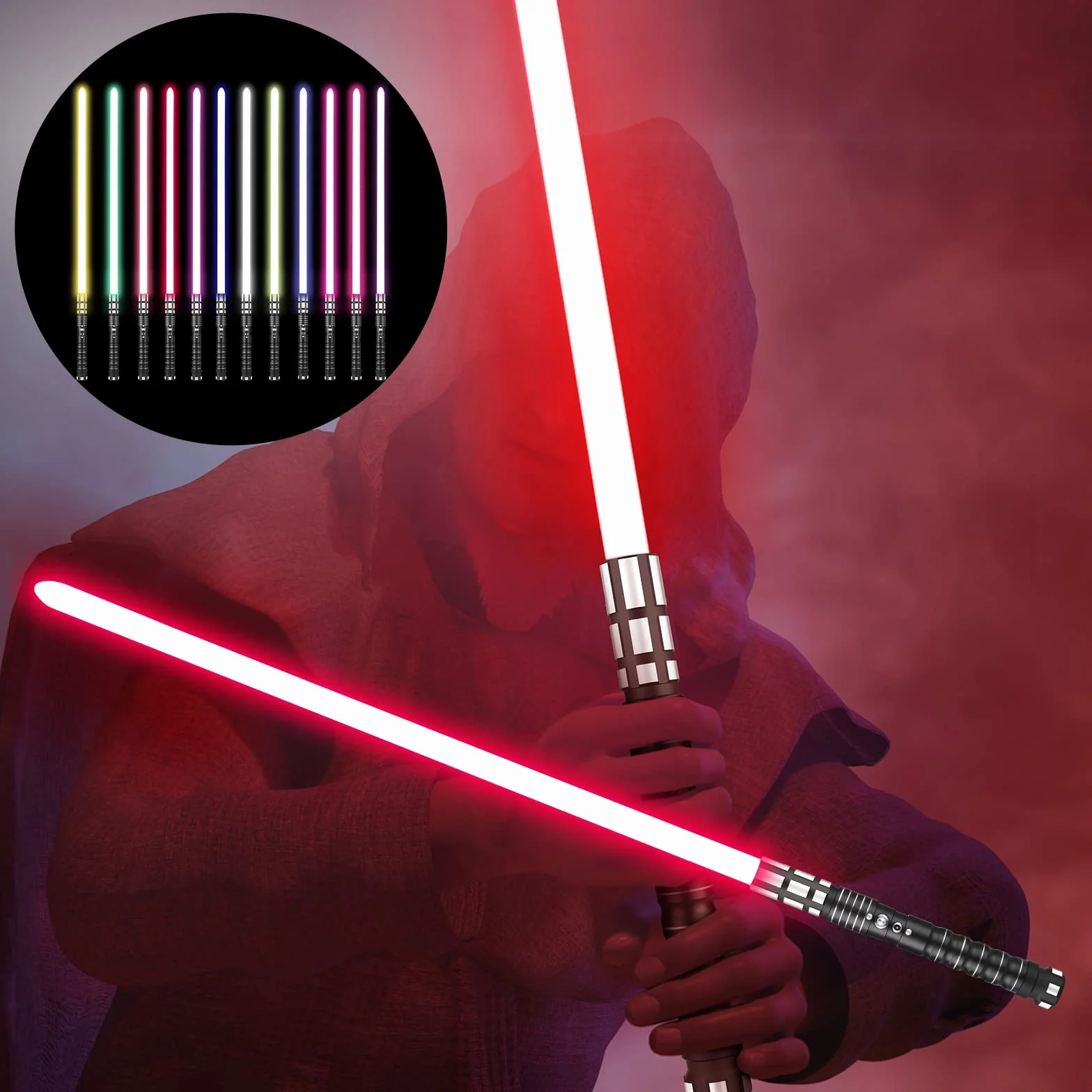 KBASE Force FX Prof. Miecz Świetlny - Metalowa Rękojeść z Czujnikiem Ruchu, 12 RGB + 5 Dźwięków | Premium dla Kolekcjonerów, Cosplay, Prezent Chłopięcy(H)