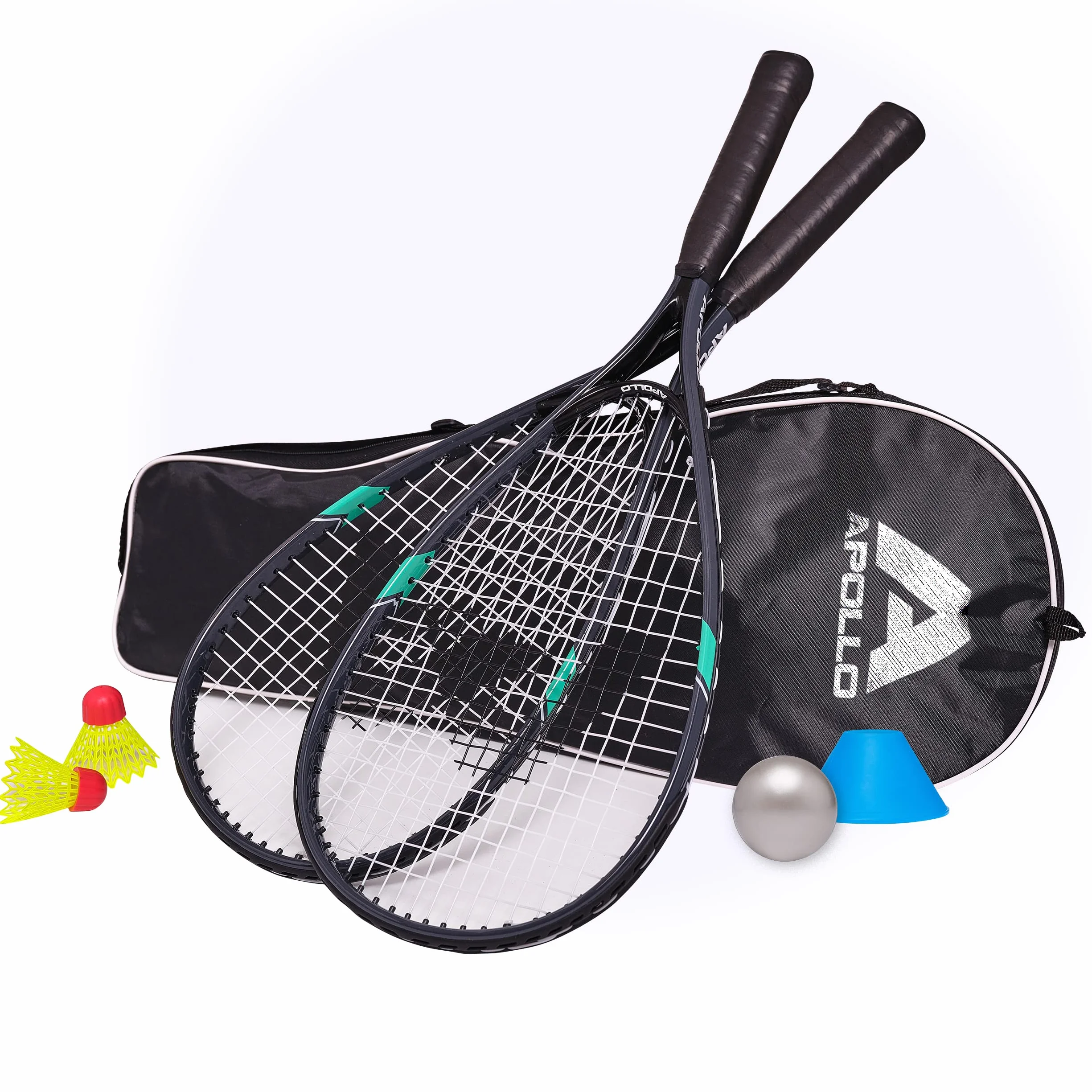 Apollo Rakieta do Badmintona | Zestaw Sportowy w Różnych Kolorach | Rakieta do Squasha i Innych Gier Rakietowych | Komplet z Pokrowcem | Dla Dzieci i Dorosłych