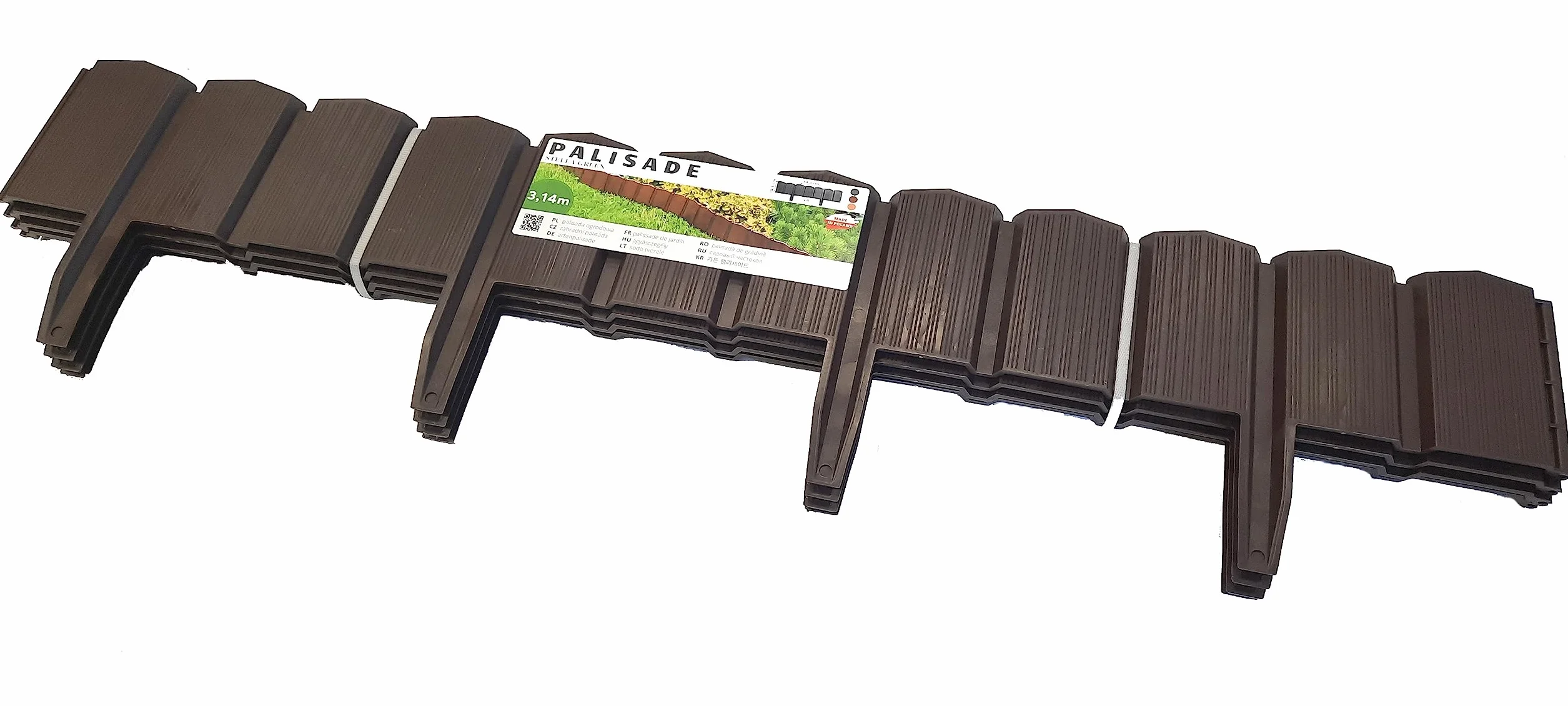Stella Green Elastyczna Palisada Ogrodowa BOX 6,28 - Krawędź Trawnika - Ogrodzenie Grządki - Zabezpieczenie Rabatki do Ogrodu - Ogrodzenie z Tworzywa Sztucznego - Płotek plastikowy Brąz